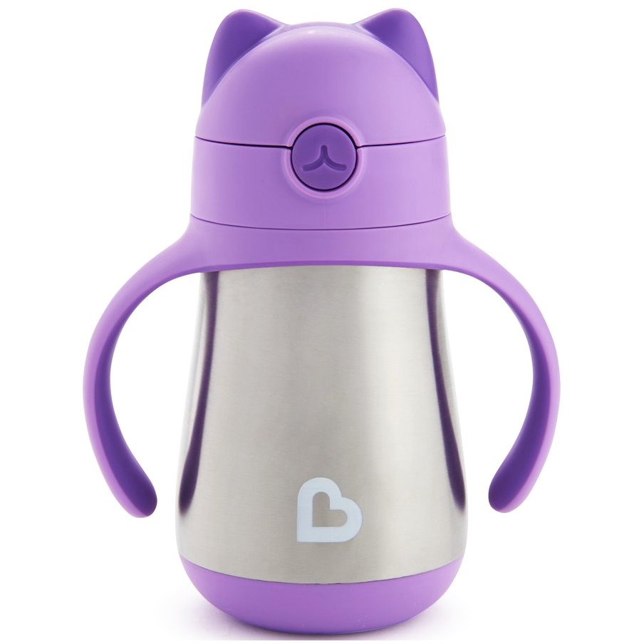 Munchkin Munchkin Cool Cat Stainless Steel Straw Cup Ανοξείδωτο Θερμός Purple 237ml