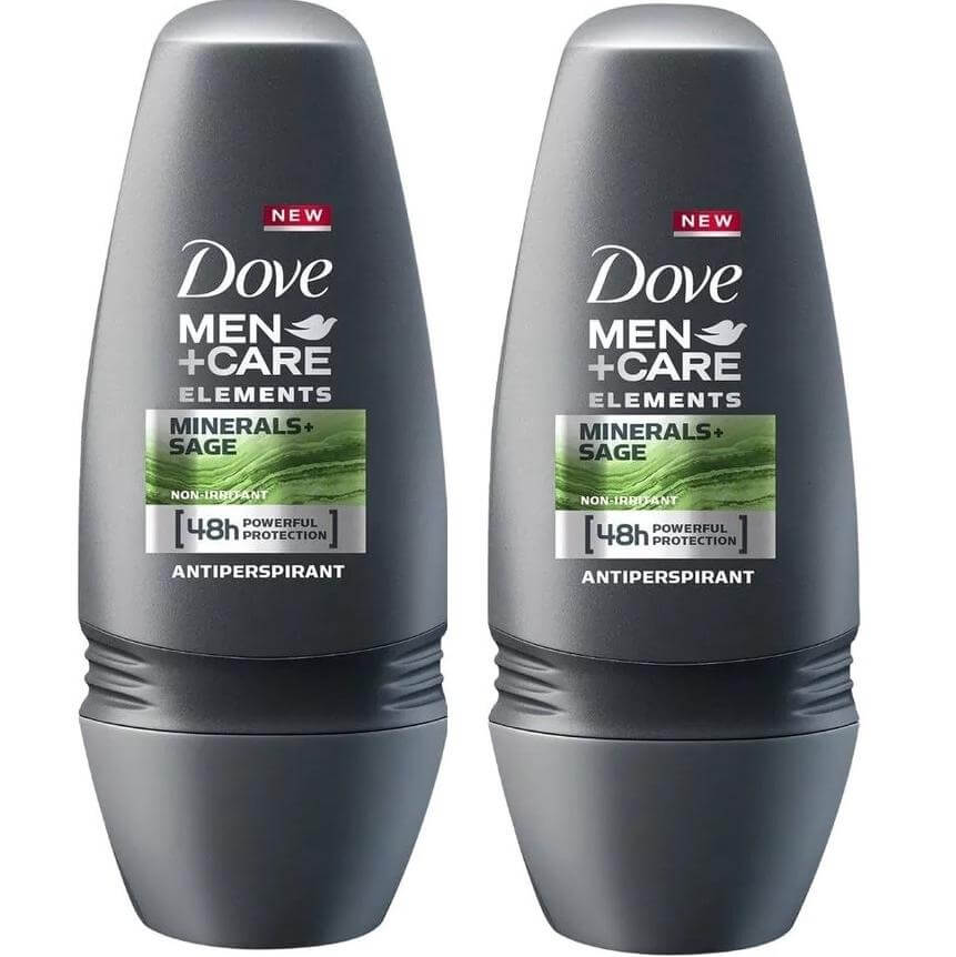 Dove Men Αποσμητικό Roll on Minerals Sage 48H Powerfull Protection 2 x 50ml Πακέτο 1+1
