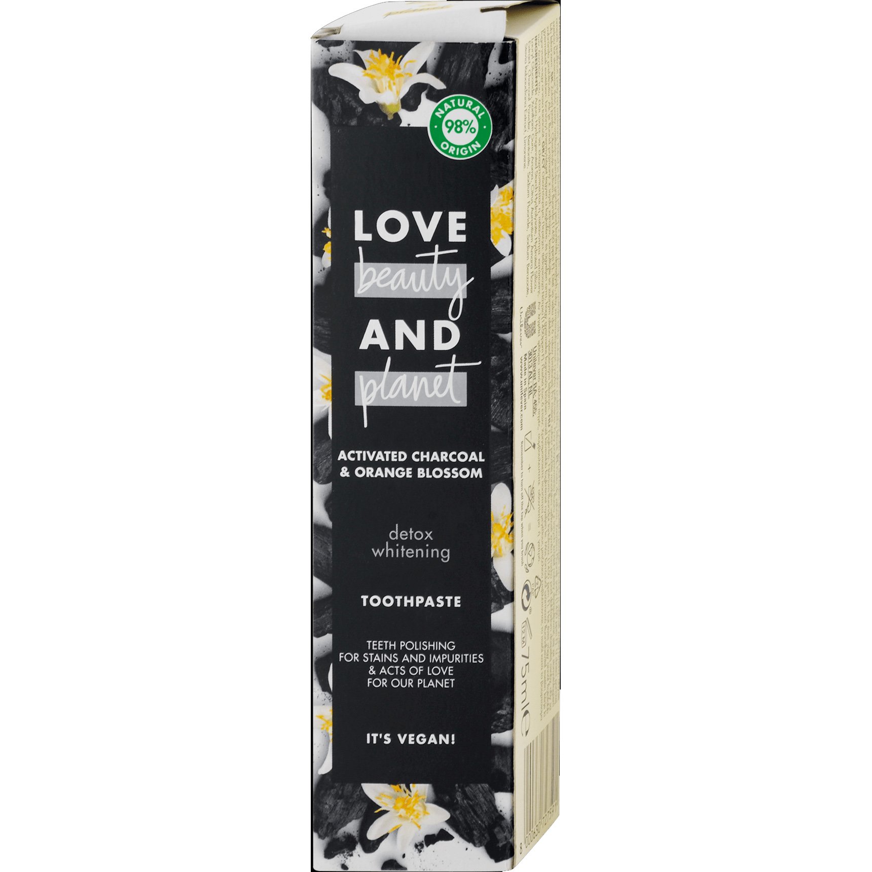 Love Beauty & Planet Activated Charcoal & Orange Blossom Detox Whitening Toothpaste Λευκαντική Οδοντόκρεμα με Ενεργό Άνθρακα 75m