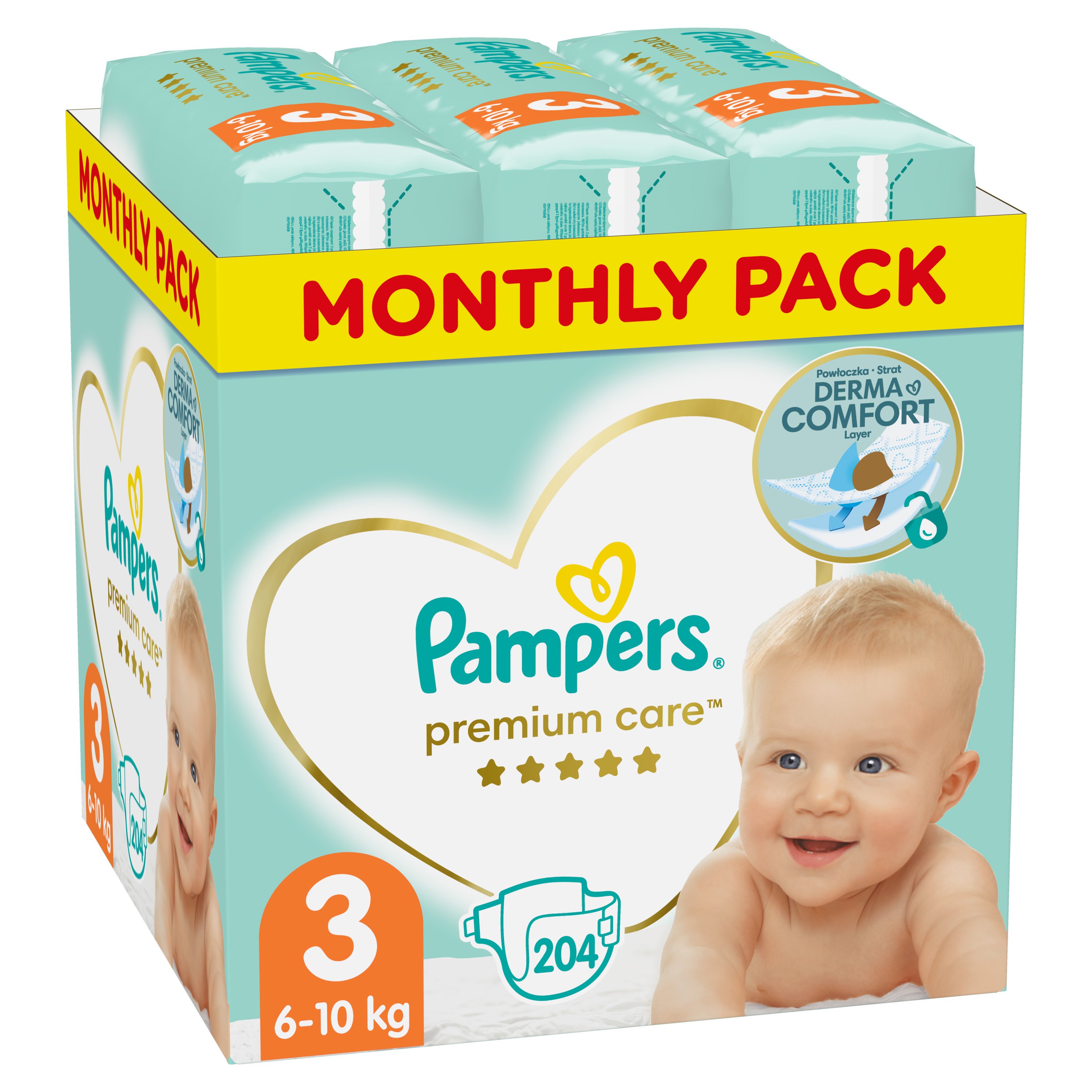 Pampers Premium Care Monthly Pack No3 (6-10kg) 204 πάνες
