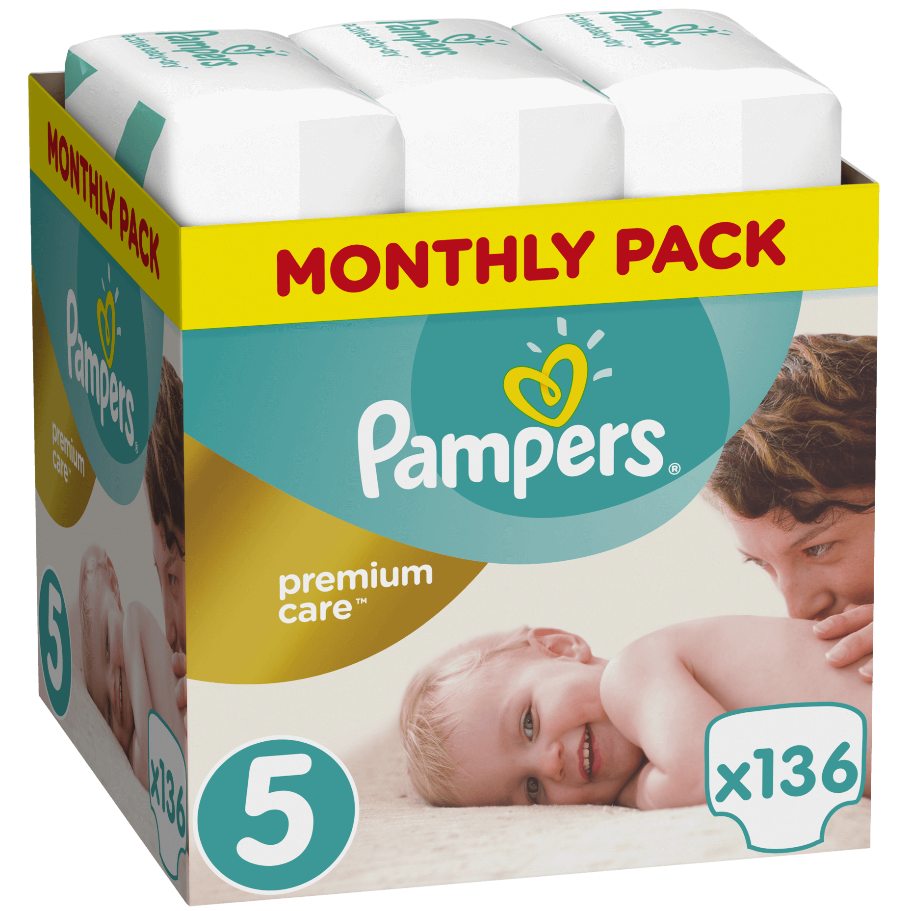 Pampers Premium Care Monthly Pack No5 (11-16kg) 136 πάνες, μόνο 0,33€ / πάνα