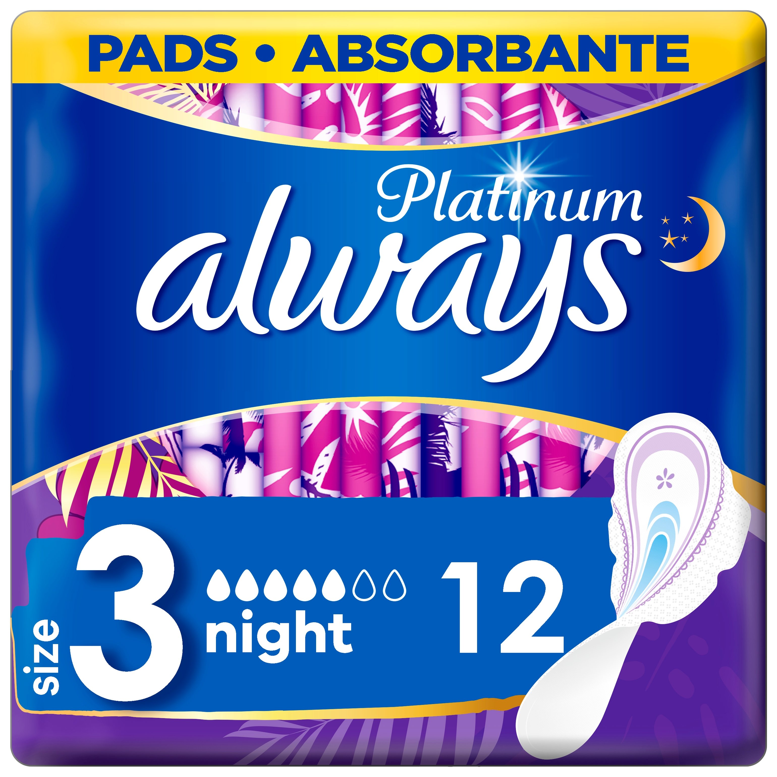 Always Platinum Μέγεθος 3, Σερβιέτες με Φτερά για Μεγάλη Ροή 12 Τεμάχια