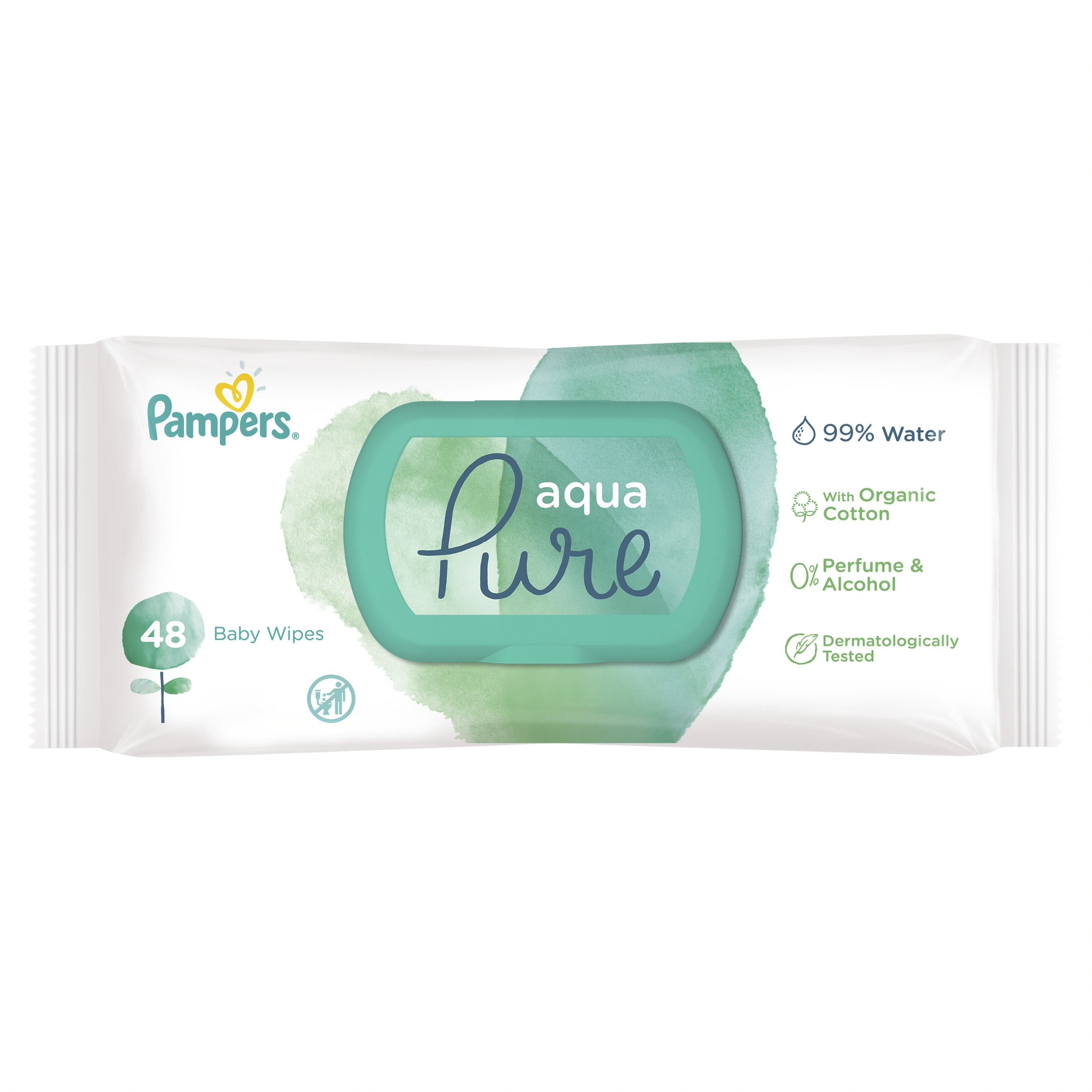 Pampers Aqua Pure Wipes Μωρομάντηλα από Βιολογικό Βαμβάκι & 99% Καθαρό Νερό 48 Baby Wipes