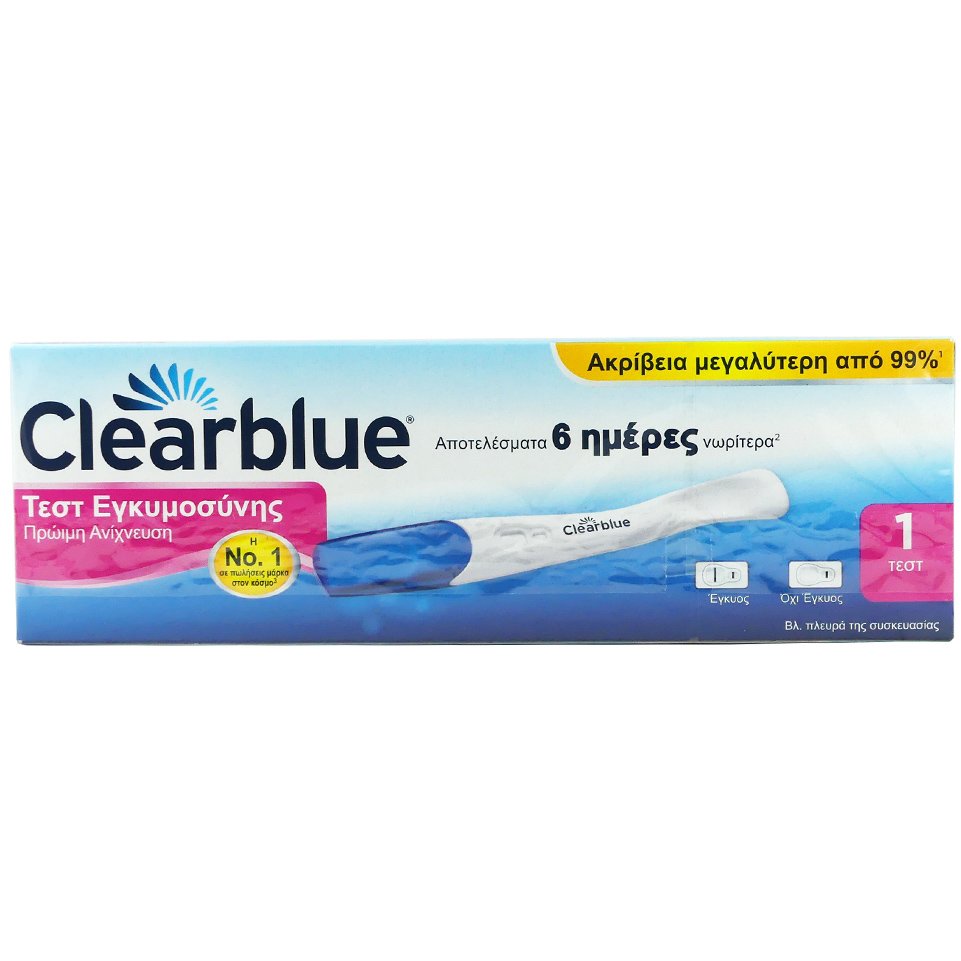 Clearblue Μονό Τεστ Εγκυμοσύνης με Πρώιμη Ανίχνευση για Αποτελέσματα Έως και 6 Ημέρες Νωρίτερα 1τμχ