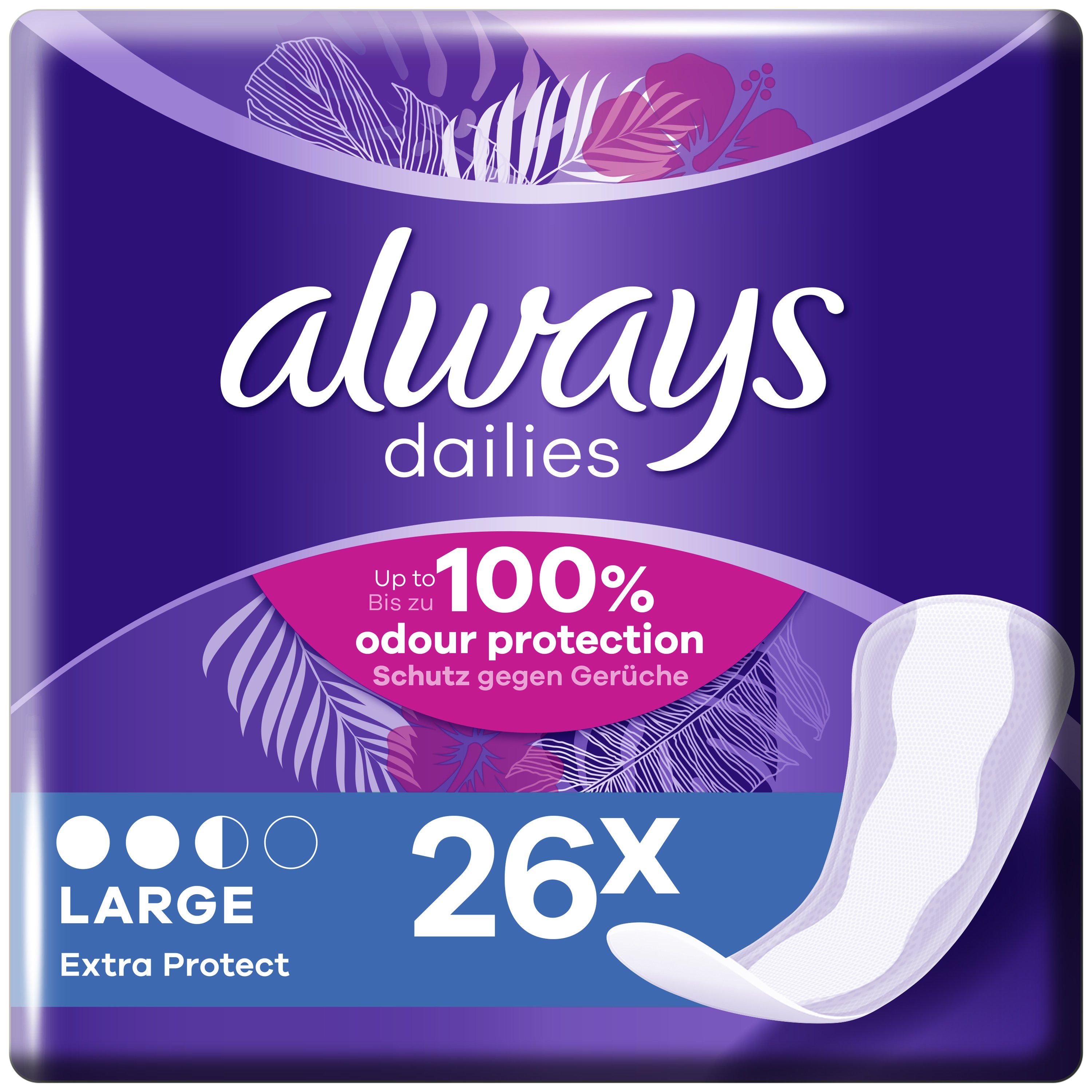 Always Dailies Extra Protect Large Σερβιετάκια που Αναπνέουν, Ευέλικτα & Άνετα με Απορροφητικό Πυρήνα 26 τεμάχια