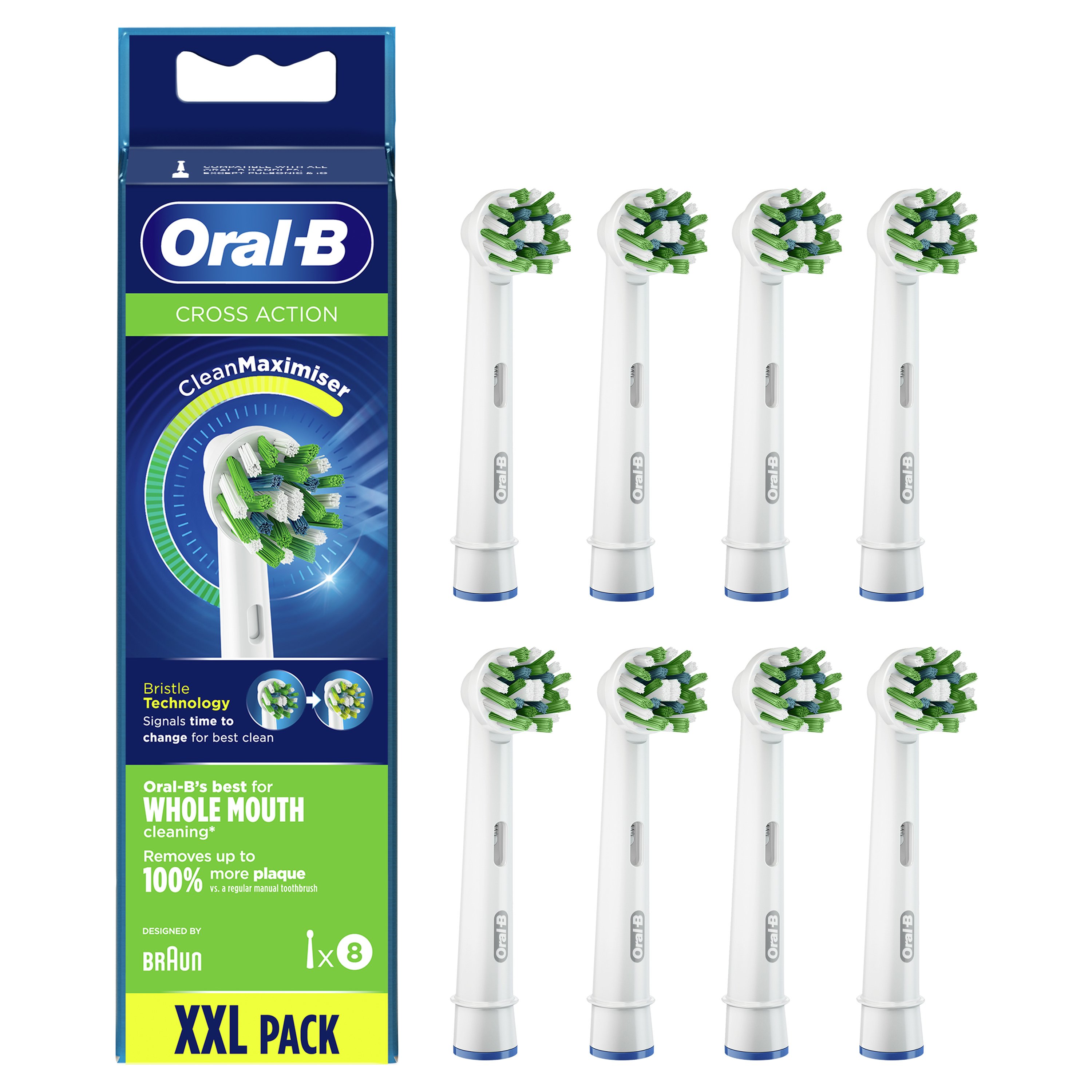 Oral-B Cross Action Clean Maximiser XXL Pack Ανταλλακτικές Κεφαλές Ηλεκτρικής Οδοντόβουρτσας 8 Τεμάχια