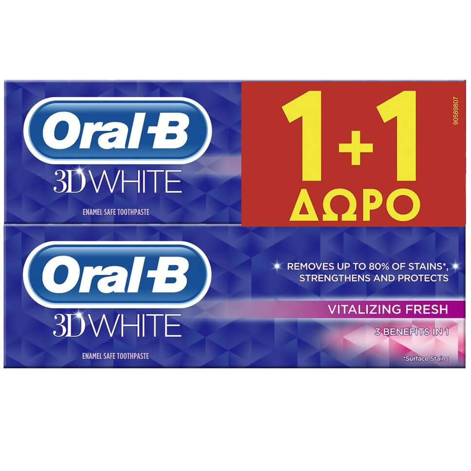 Oral-B 3D Πακέτο Προσφοράς White Vitalizing Fresh Οδοντόκρεμα Λεύκανσης 2x75ml