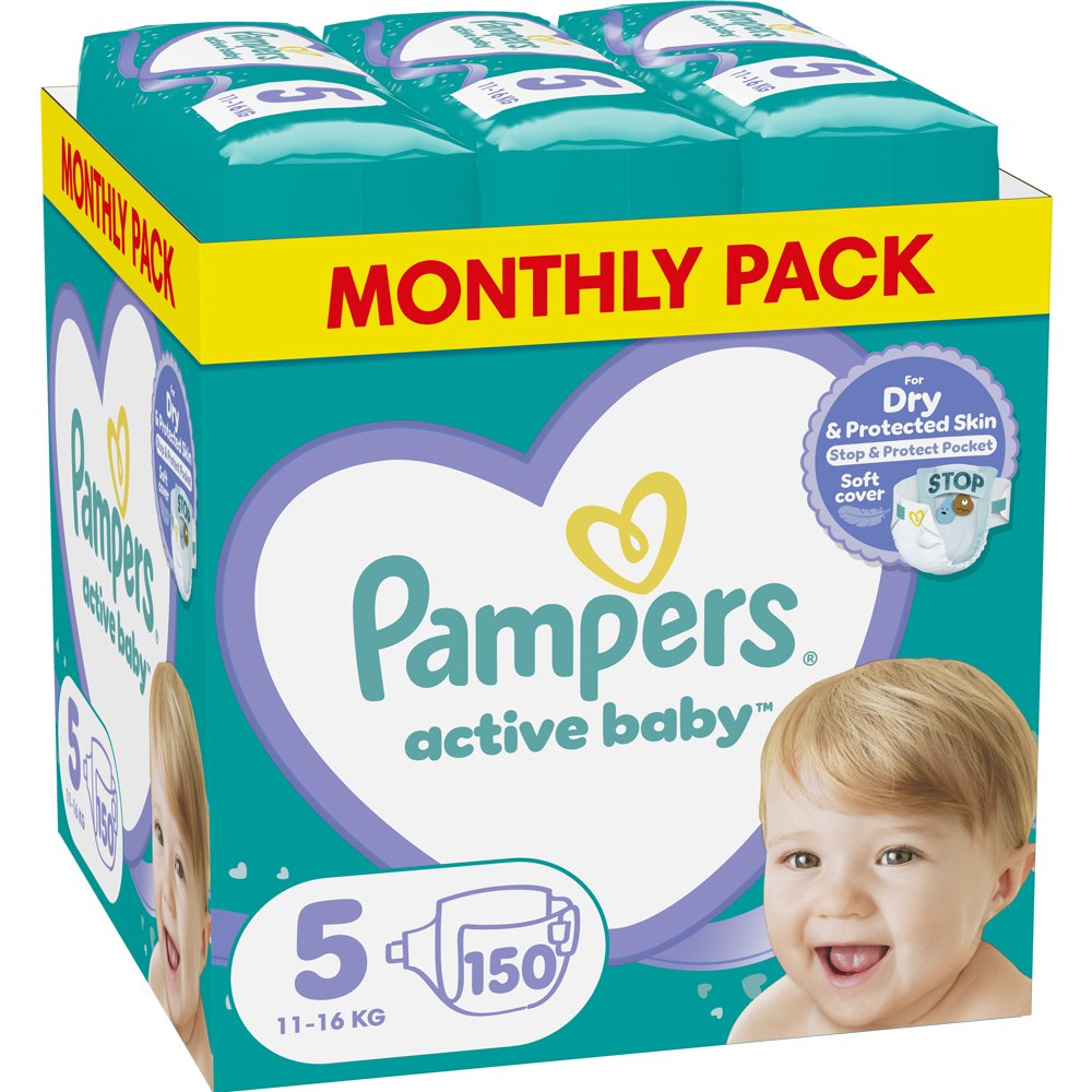 Pampers Active Baby Πάνες Monthly Pack No5 (11-16 kg) 150 Πάνες