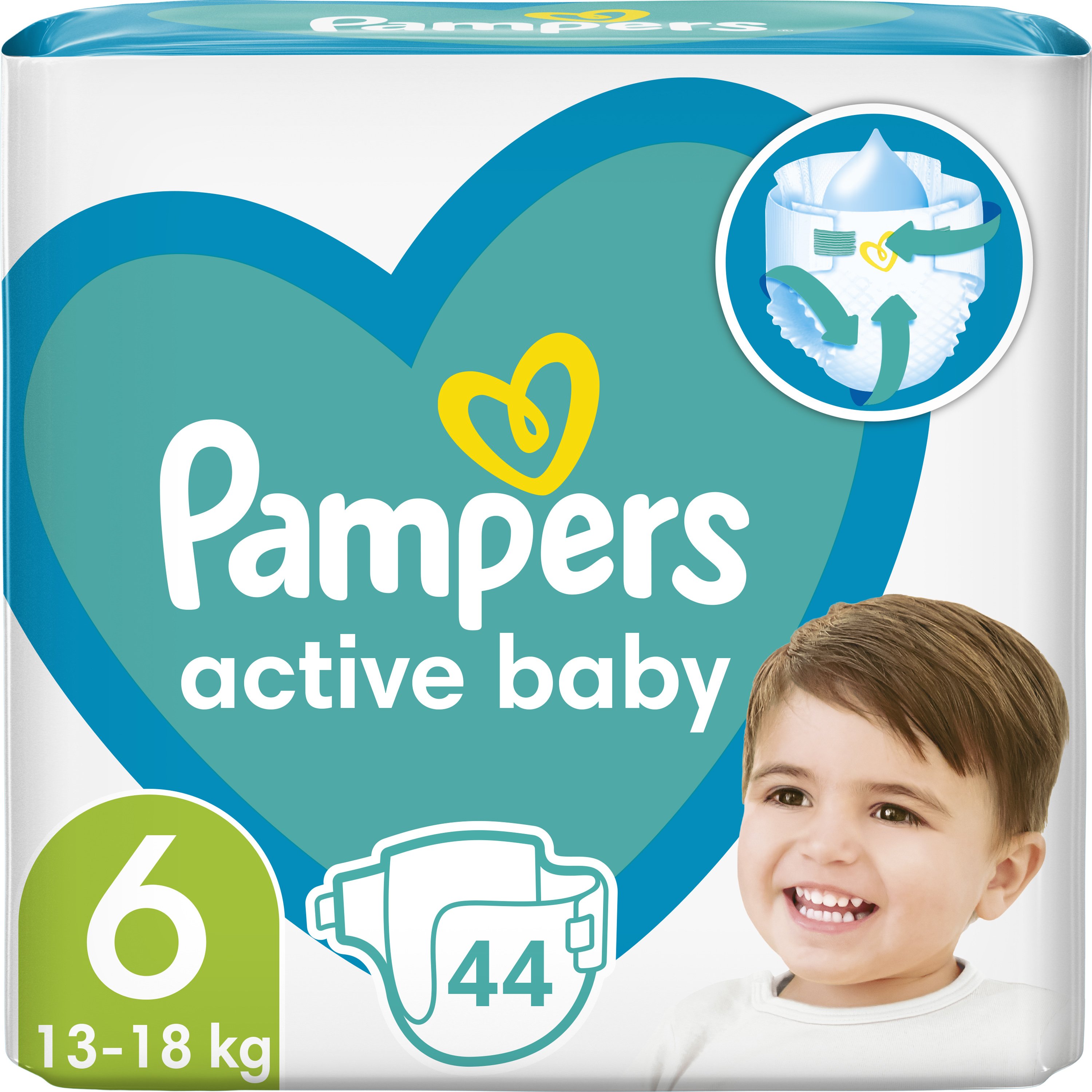 Pampers Active Baby Πάνες Maxi Pack No6 (13-18 kg), 44 Πάνες