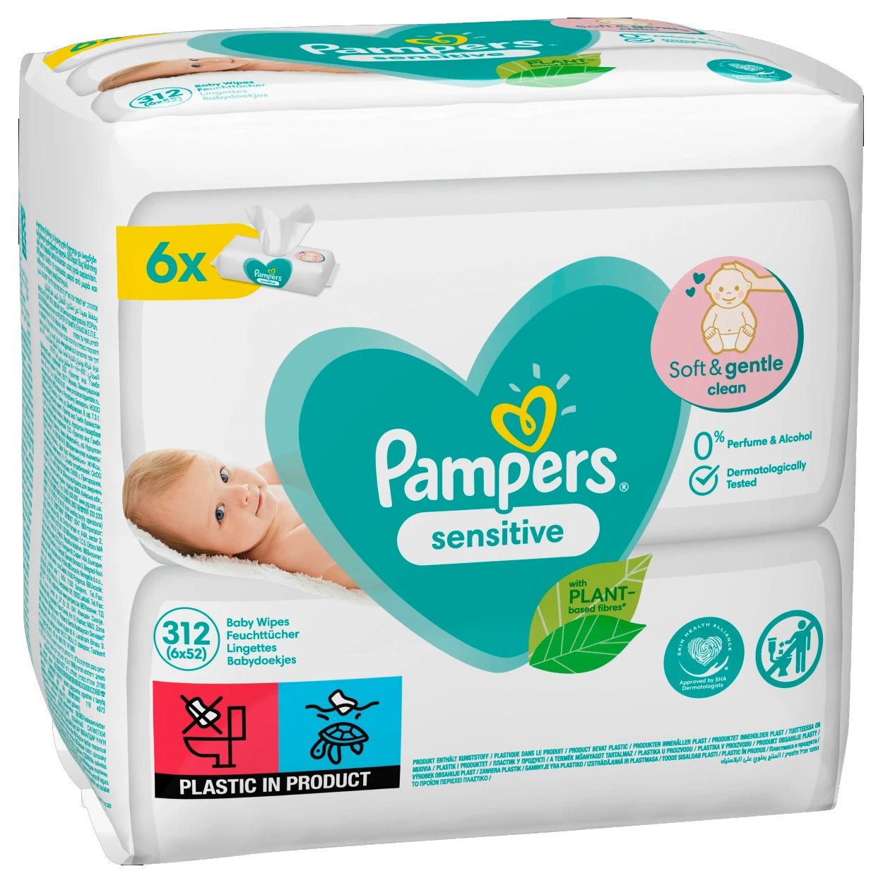 Pampers Πακέτο Προσφοράς Sensitive Wipes Μωρομάντηλα Ιδανικά για την Ευαίσθητη Επιδερμίδα 6×52 Wipes