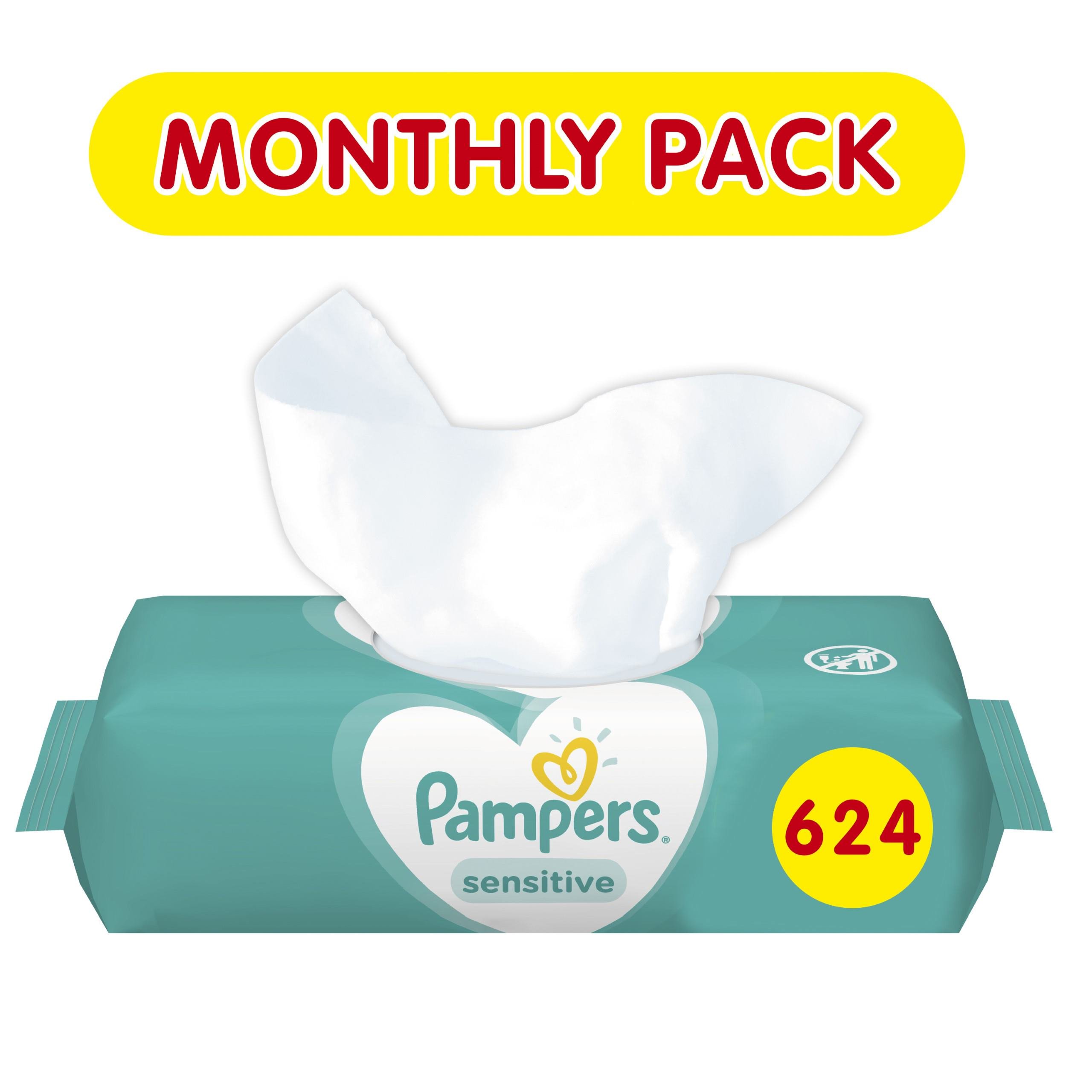 Pampers Πακέτο Προσφοράς Συσκευασία Μήνα Sensitive Wipes Μωρομάντηλα Ιδανικά για την Ευαίσθητη Επιδερμίδα 12×52 Wipes
