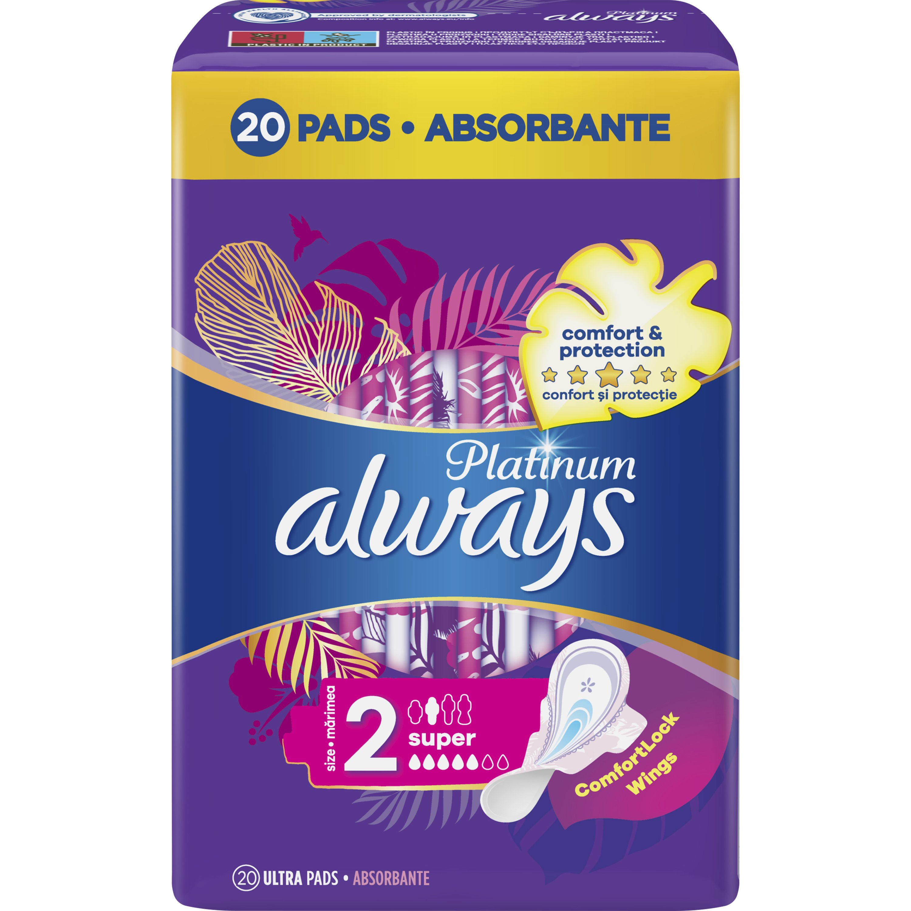 Always Platinum Long Ultra Pads with Comfortlock Wings Size 2 Σερβιέτες με Φτερά για Άνεση & Μεγάλη Προστασία 20 Τεμάχια