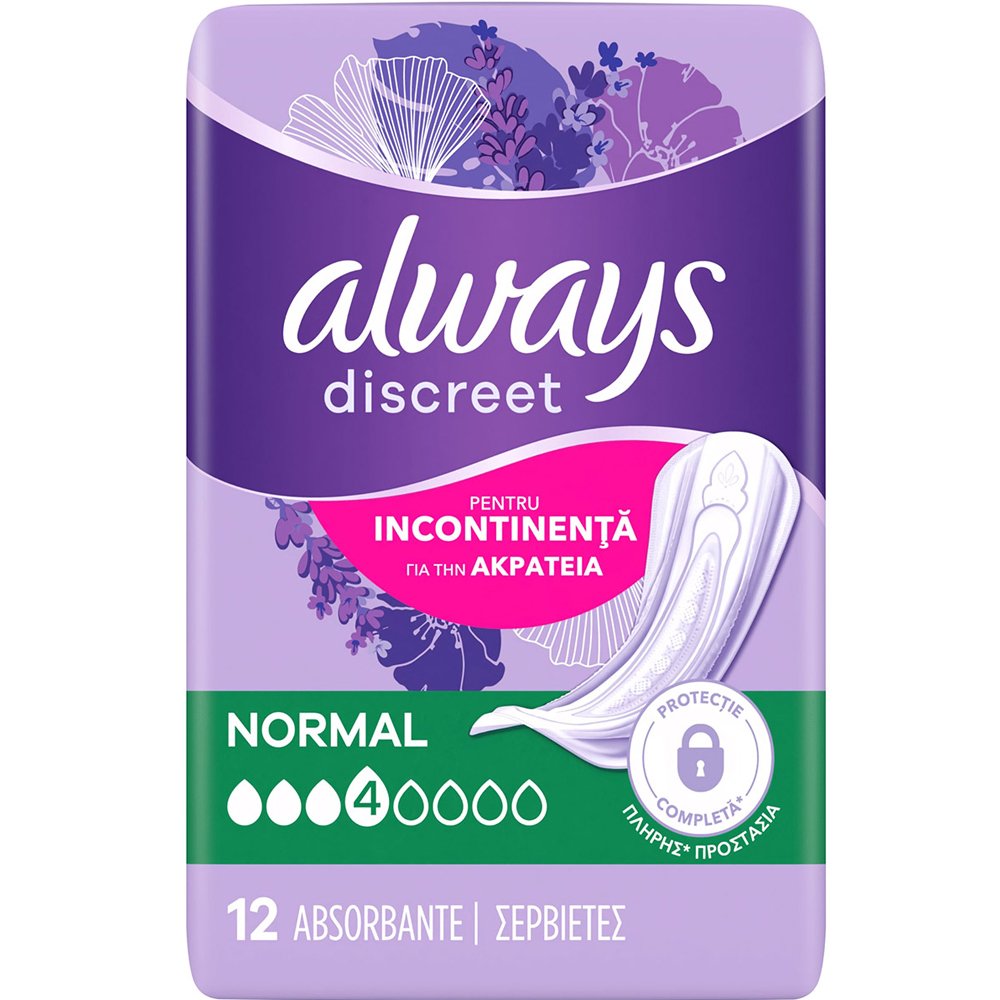 Always Discreet Normal Pads for Sensitive Bladder Γυναικείες Σερβιέτες Κανονικού Μεγέθους για την Ακράτεια 12 Τεμάχια