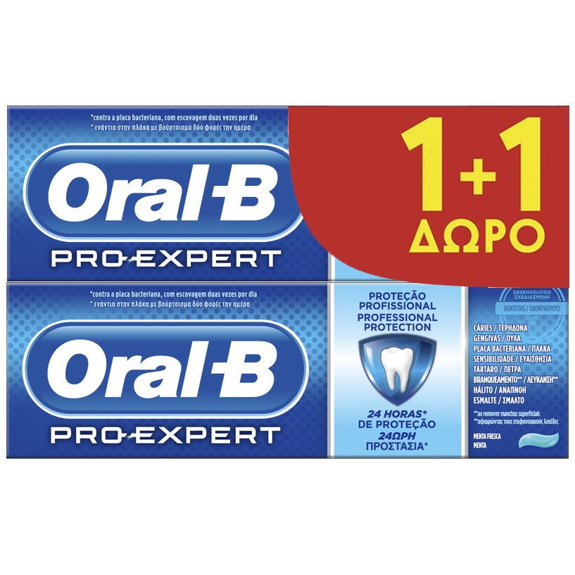 Oral-B Πακέτο Προσφοράς Pro-Expert Thoothpaste Οδοντόκρεμα Πολλαπλής Προστασίας με Δροσερή Γεύση Μέντας 2x75ml 1+1 Δώρο