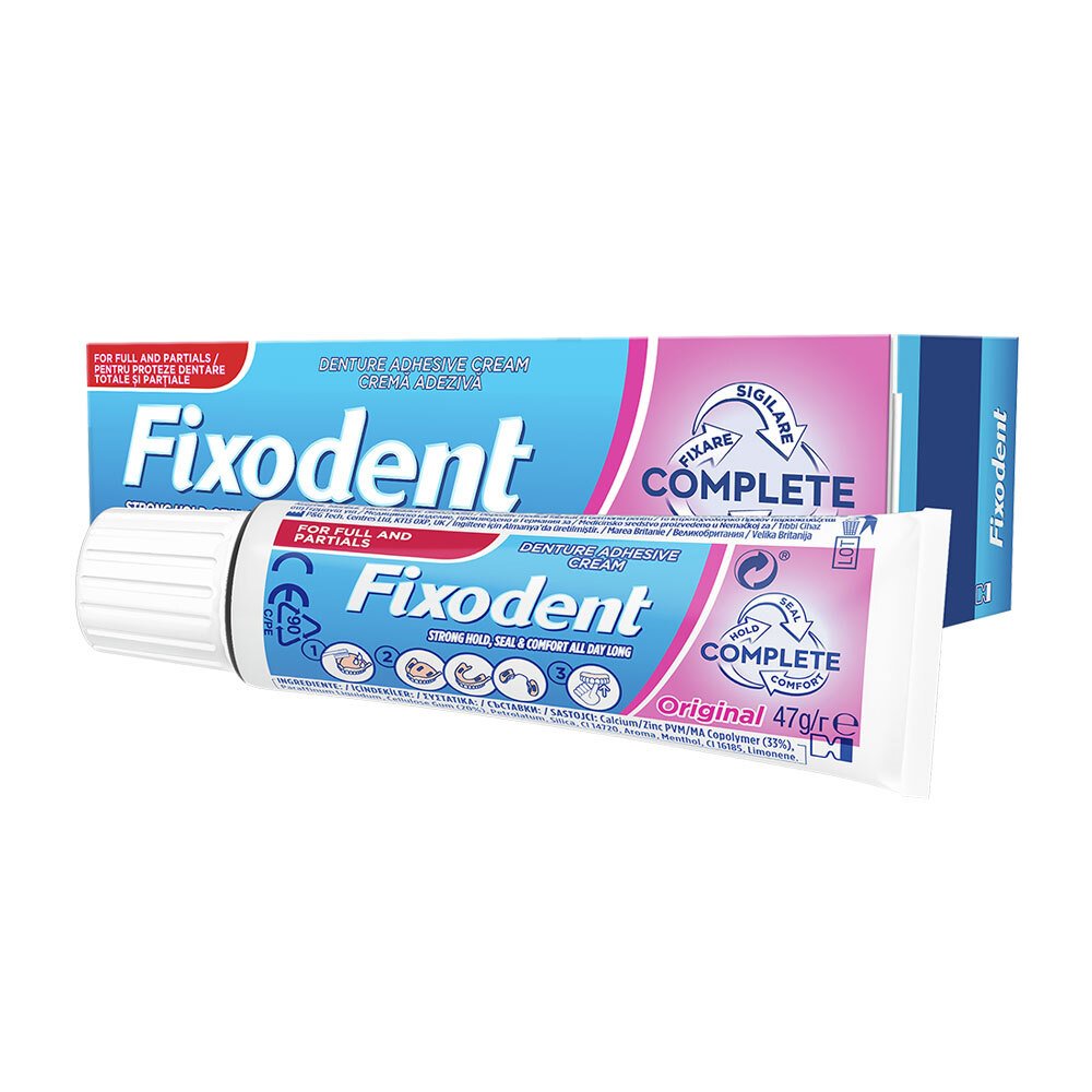 Fixodent Complete Original Στερεωτική Κρέμα Για Δυνατό Κράτημα Άνετη Εφαρμογή Όλη Μέρα 47gr