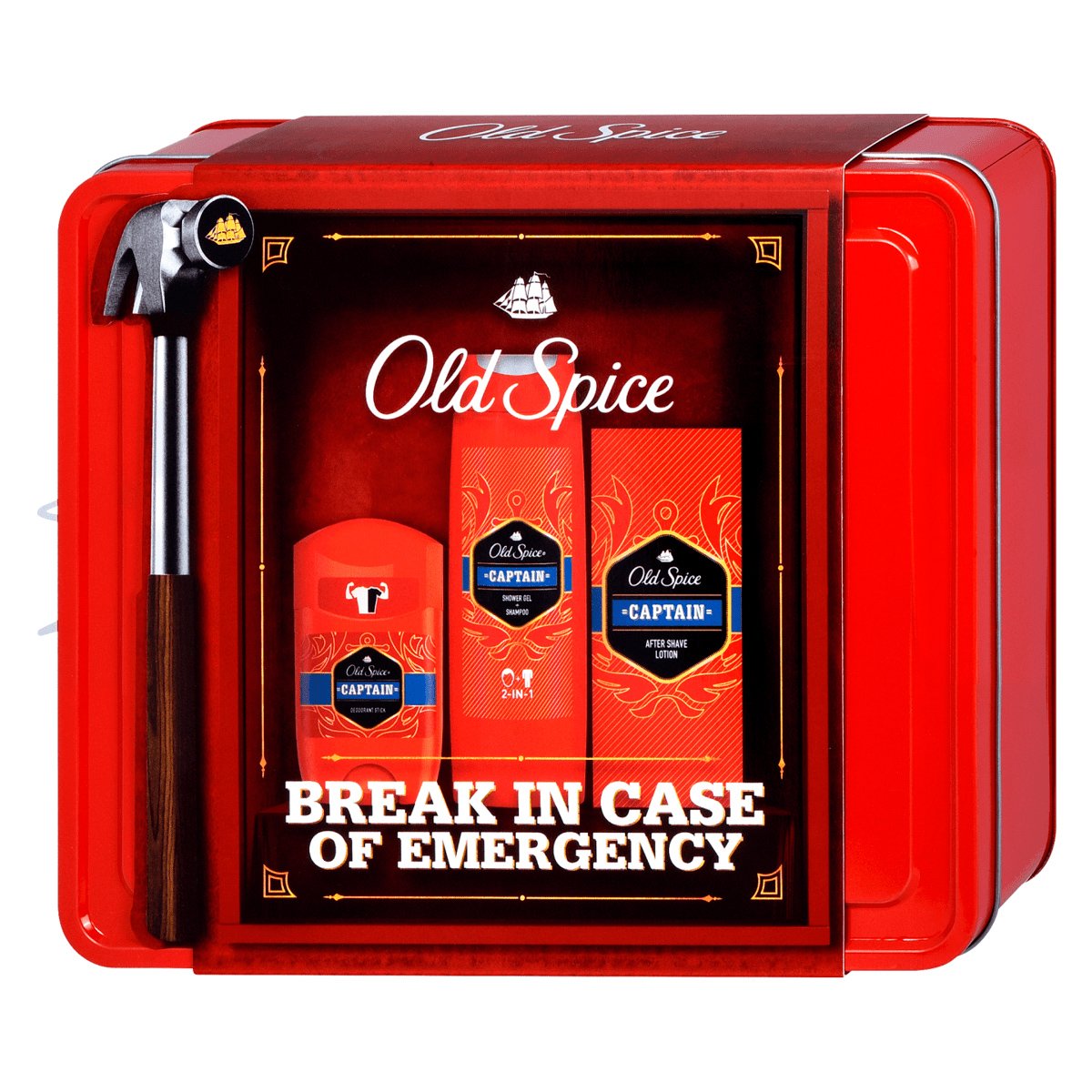 Old Spice Captain Set Break in Case Of Emergency Deodorant Stick 50ml & Shower Gel+Shampoo 250ml & After Shave Lotion 100ml