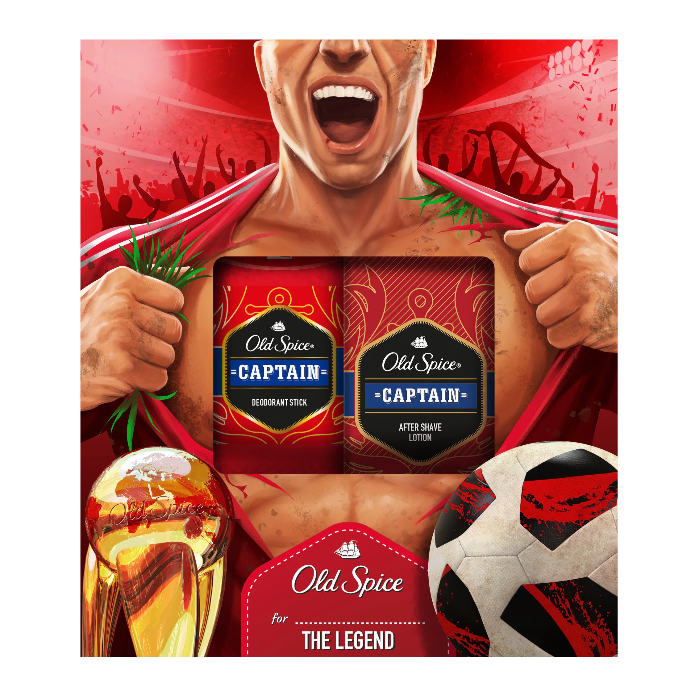 Old Spice Gift Box Captain Football Deodorant Stick 50ml & Captain After Shave Lotion 100ml
