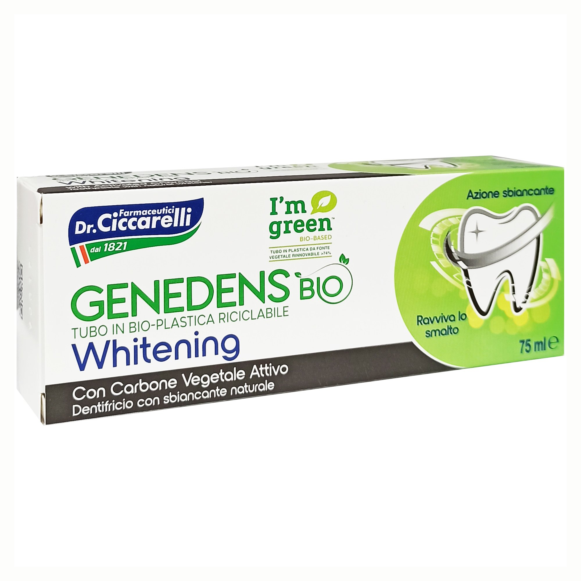 Dr Ciccarelli Genedens Bio Whitening Toothpaste Οδοντόκρεμα με Ενεργό Άνθρακα για Φυσική Λεύκανση 75ml