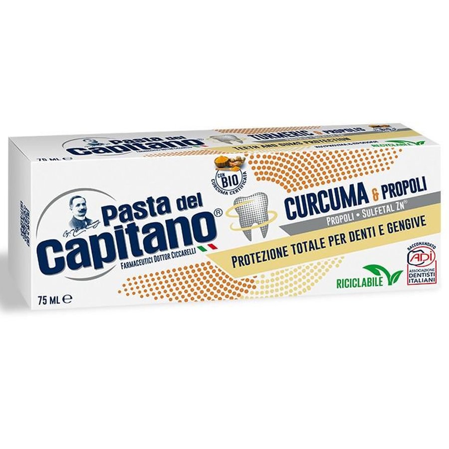 Pasta Del Capitano Curcuma & Propoli Total Protection Οδοντόπαστα με Κουρκουμά & Πρόπολη με Αντιφλεγμονώδεις Ιδιότητες 75ml