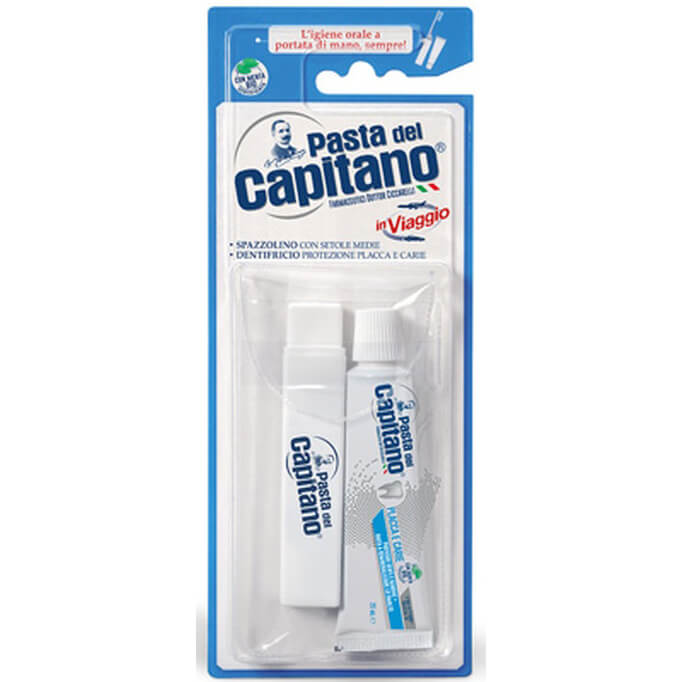 Pasta Del Capitano Travel Kit Plaque and Cavities Toothpaste 25ml & Toothbrush