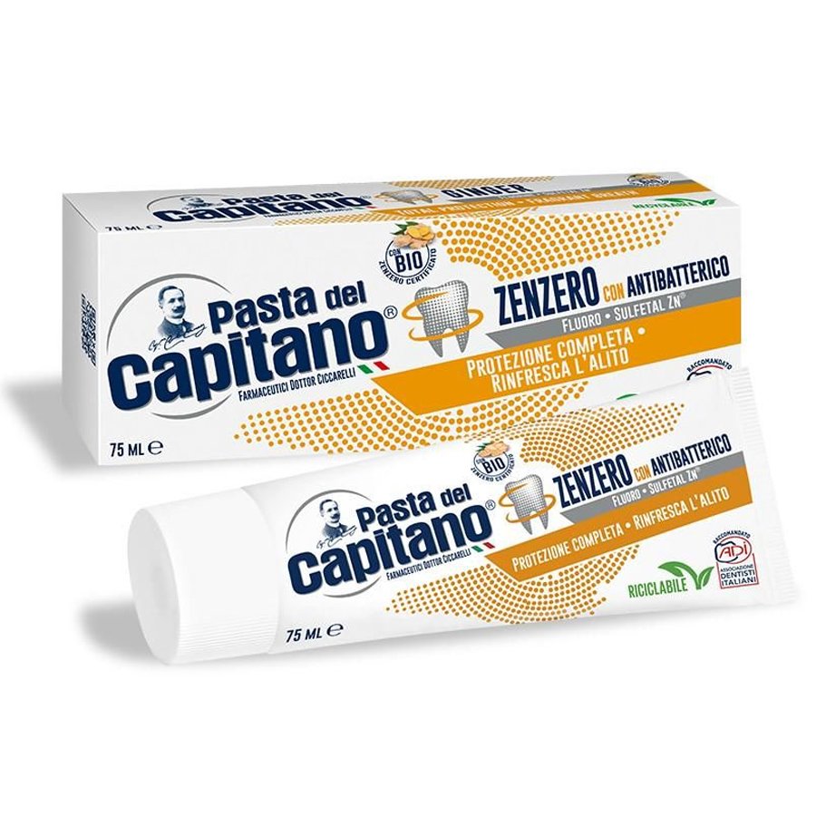 Pasta Del Capitano Ginger Total Protection Μοναδική Οδοντόπαστα με Ginger Προστατεύει Ούλα-Δόντια & Χαρίζει Δροσερή Αναπνοή 75ml