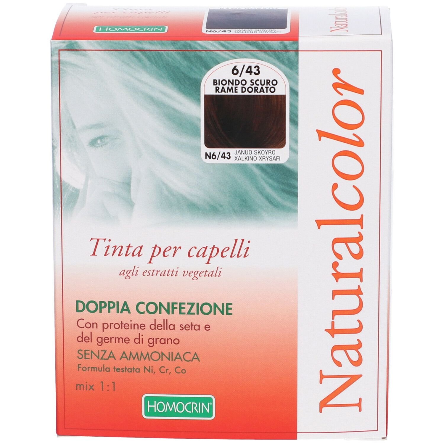 Specchiasol Homocrin Natural Color Φυτική Βαφή Μαλλιών Χωρίς Αμμωνία 1 Τεμάχιο – Ν6/43 Χάλκινο Χρυσαφί