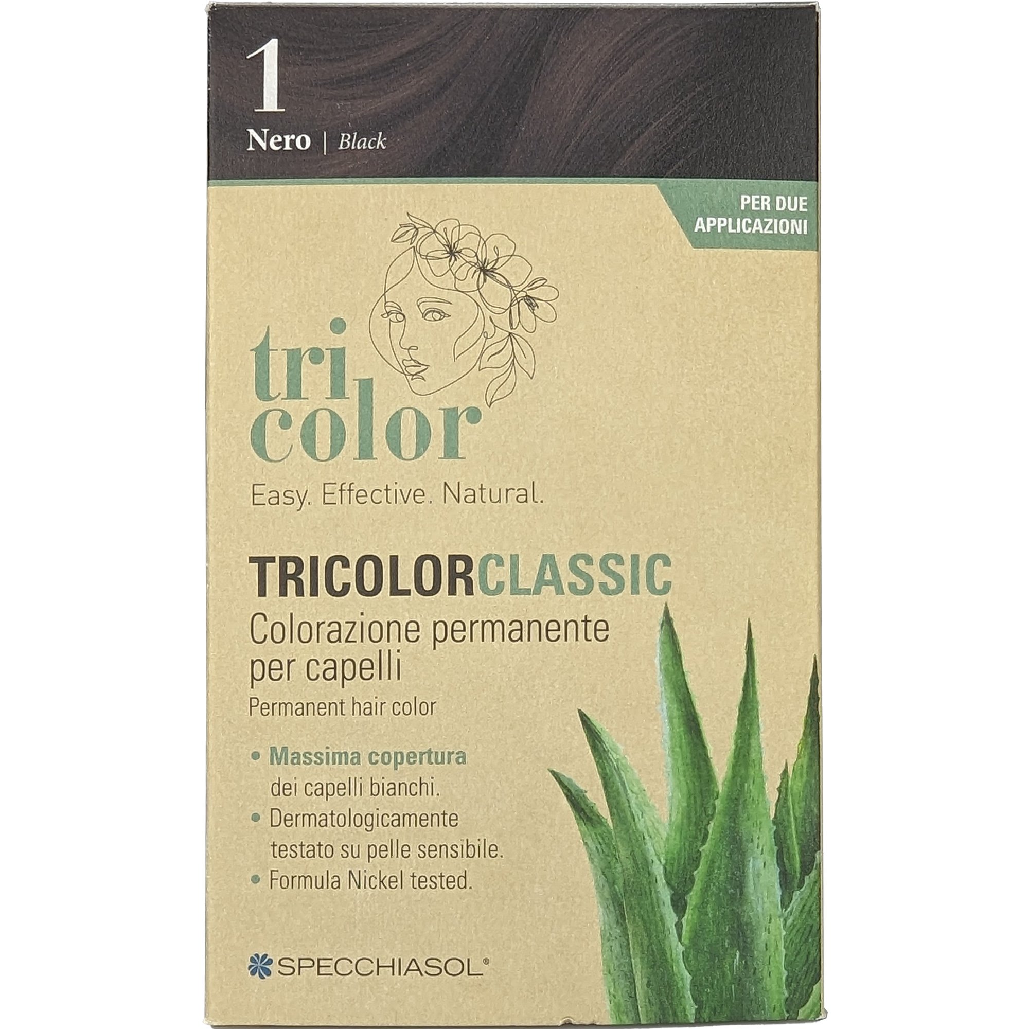 Specchiasol Tricolor Classic Permanent Hair Color Φυτική Βαφή Μαλλιών Χωρίς Αμμωνία 1 Τεμάχιο – 1 / Black