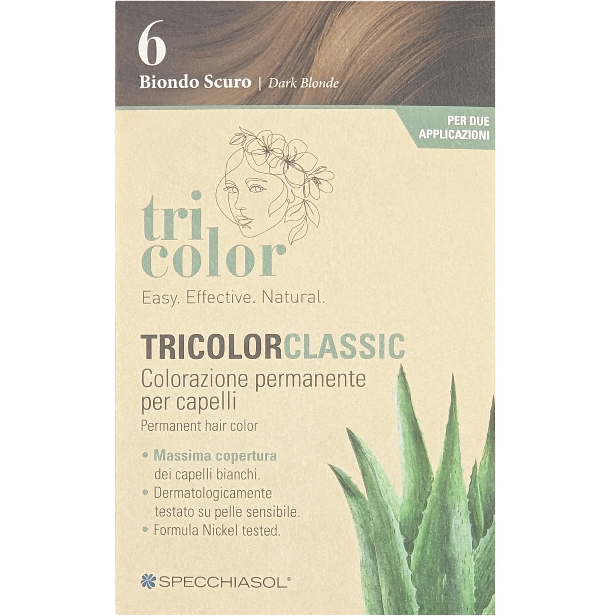 Specchiasol Tricolor Classic Permanent Hair Color Φυτική Βαφή Μαλλιών Χωρίς Αμμωνία 1 Τεμάχιο – 6 / Dark Blonde