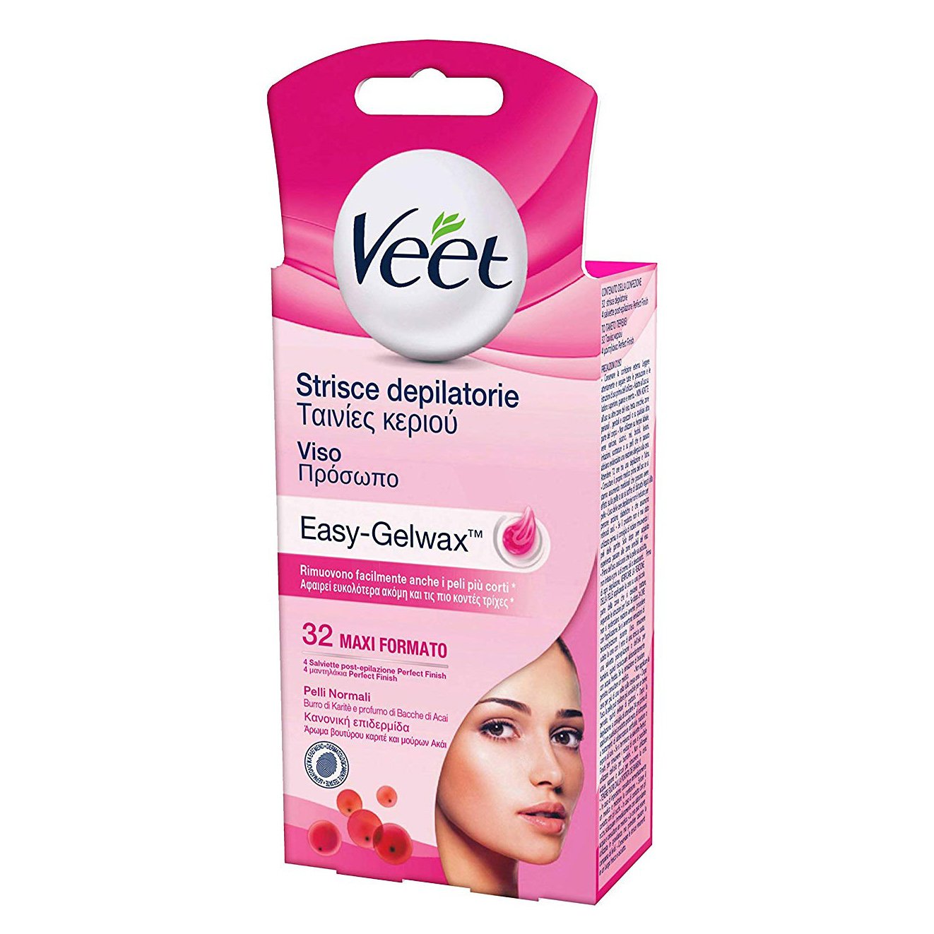 Veet Easy-Gelwax Αποτριχωτικές Ταινίες Προσώπου για Κανονική Επιδερμίδα 32 Τεμάχια