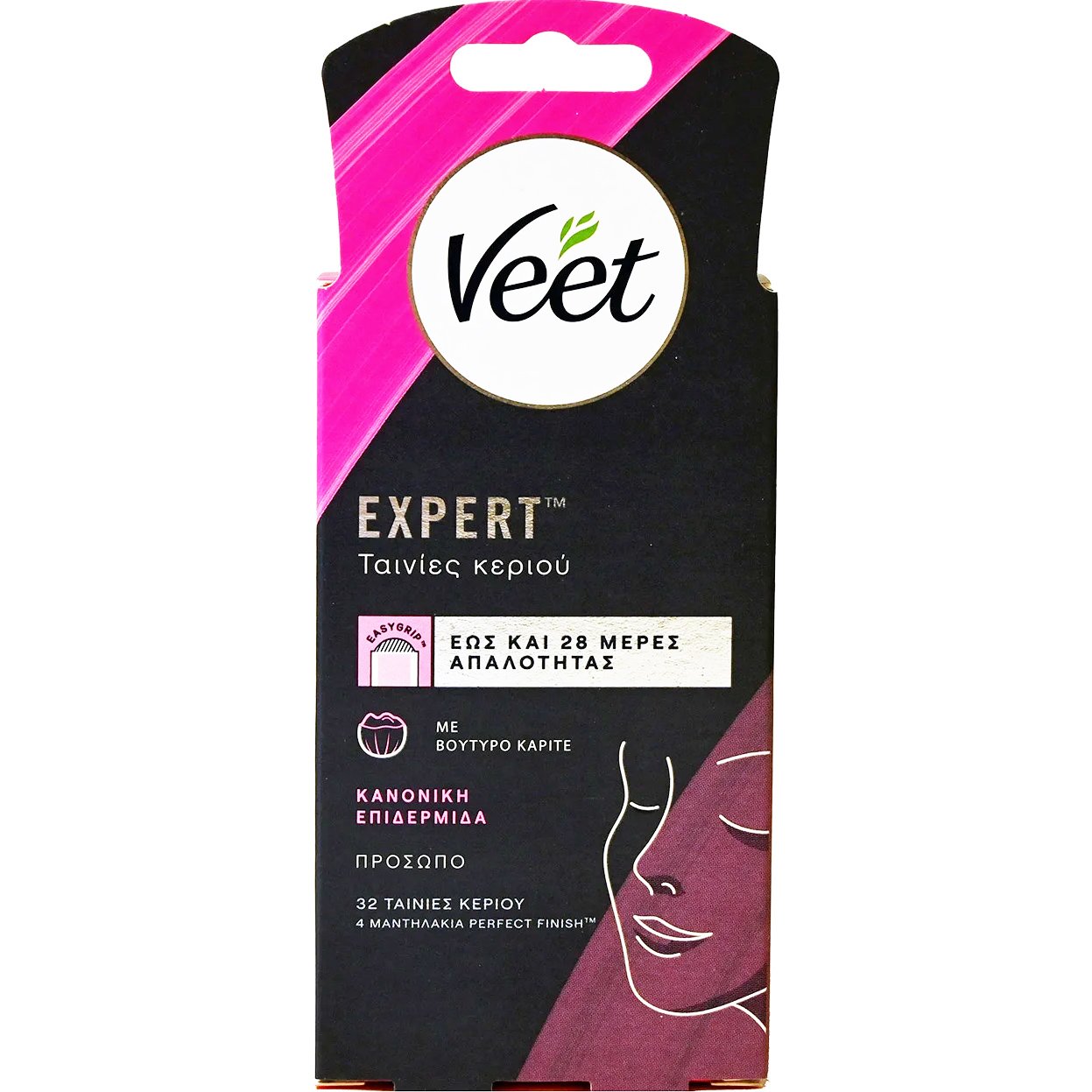 Veet Veet Expert Face Wax Strips Αποτριχωτικές Ταινίες Προσώπου για Κανονική Επιδερμίδα 32 Τεμάχια