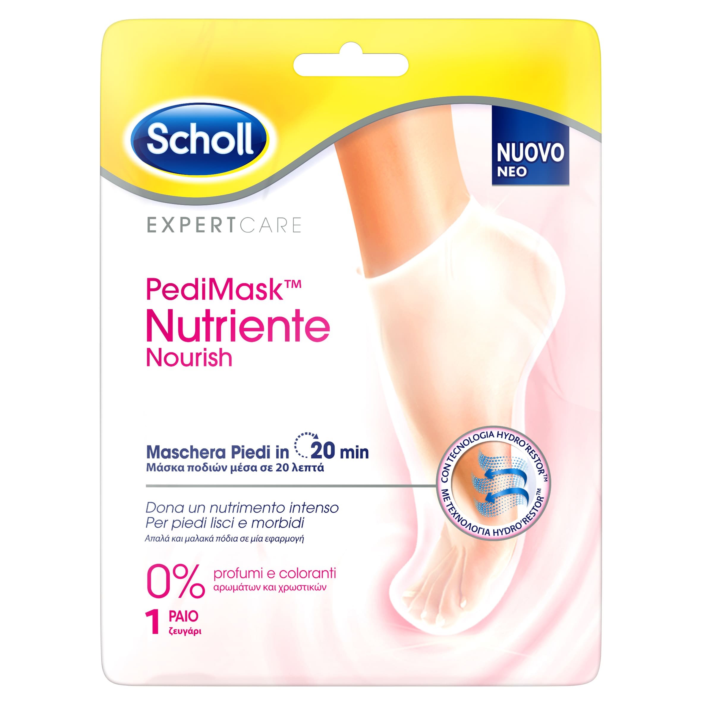 Scholl Expert Care Pedimask Nourish 0% Perfume Ενυδατική Μάσκα Ποδιού Χωρίς Άρωμα 1 Ζευγάρι