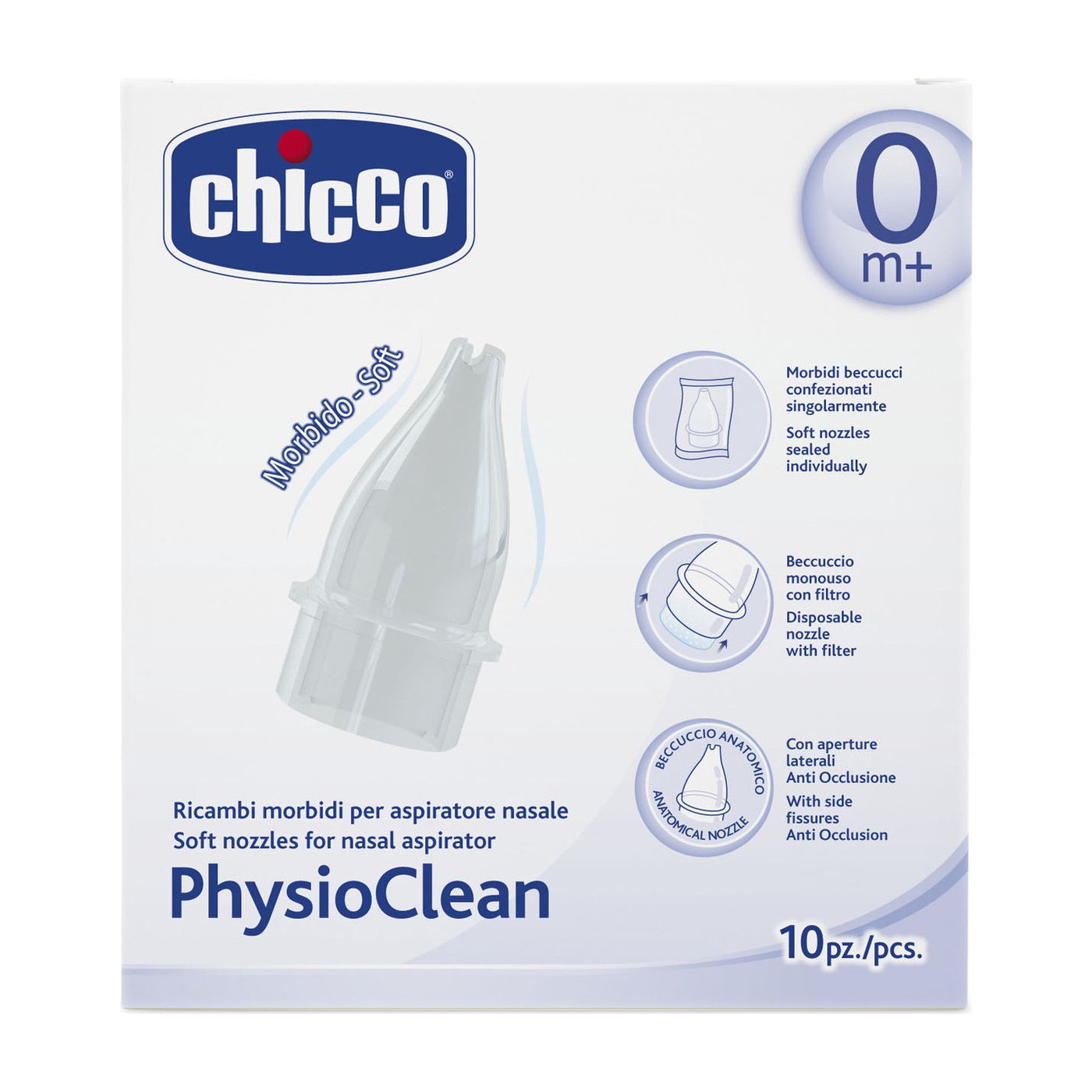 Chicco PhysioClean Μαλακά Ανταλλακτικά Για τον Ρινικό Αναρροφητήρα 10 Τεμάχια