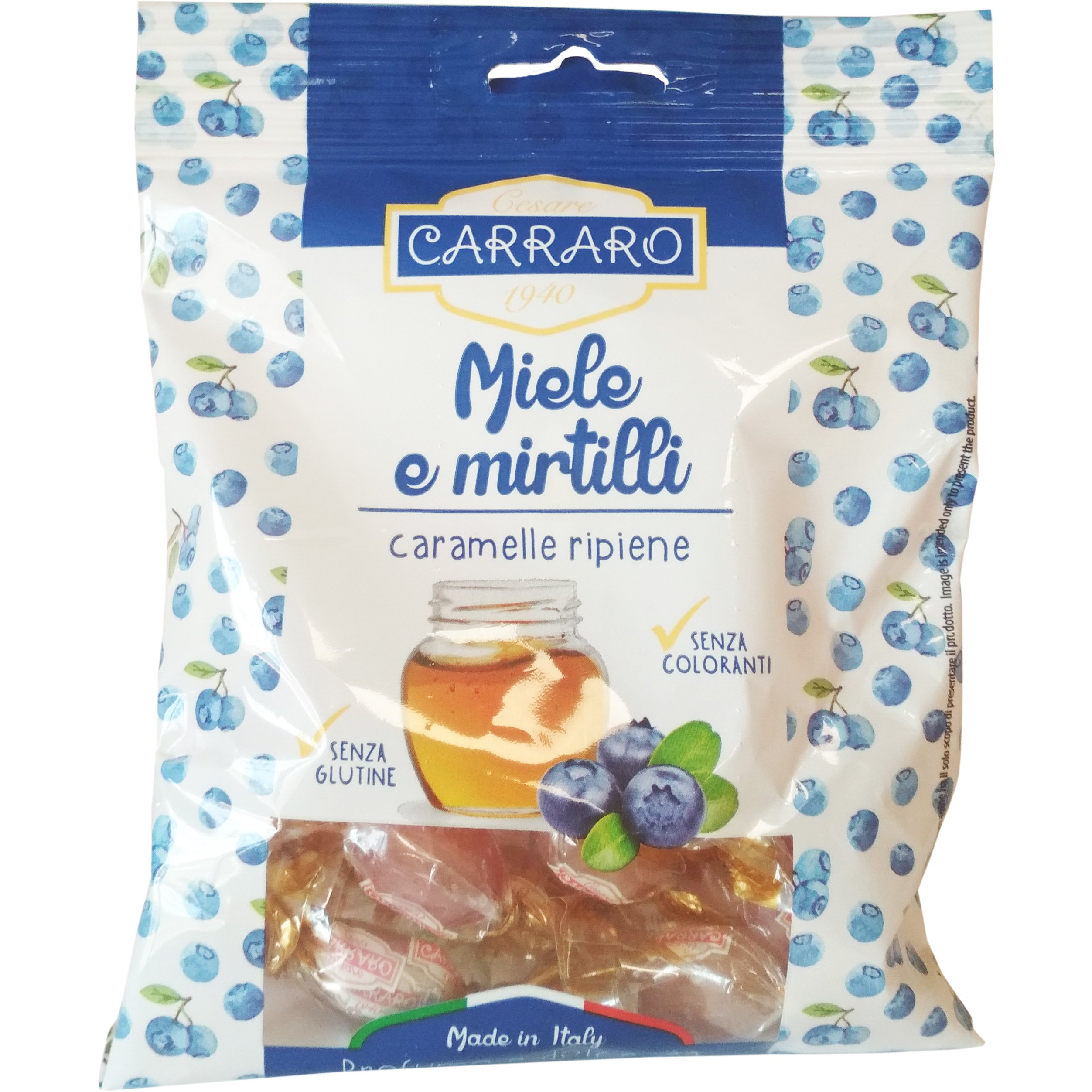 Carraro Caramelle Miele e Mirtilli Καραμέλες για το Λαιμό με Μέλι & Μύρτιλλο 100gr 30287
