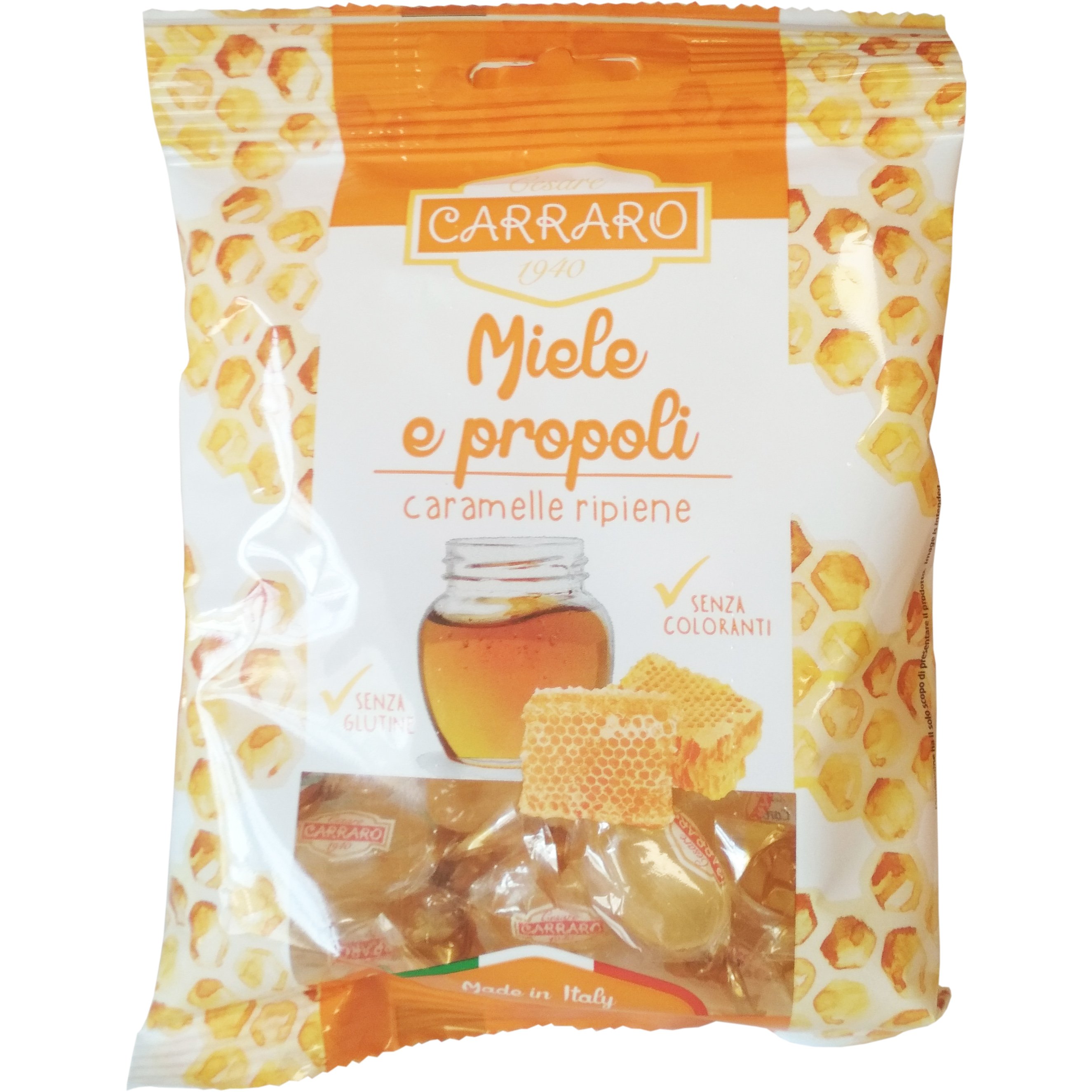 Carraro Caramelle Miele e Propoli Καραμέλες για το Λαιμό με Μέλι & Πρόπολη 100gr
