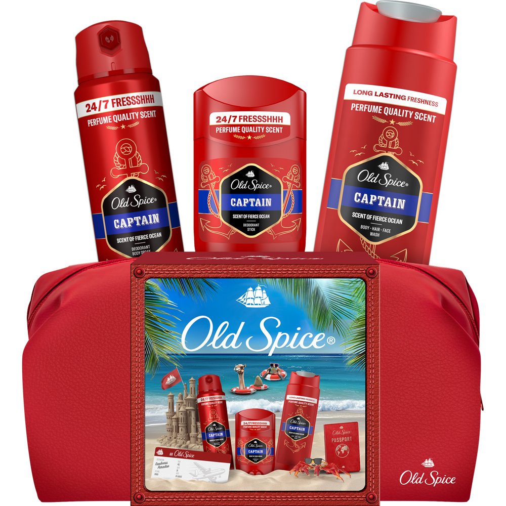 Old Spice Promo Captain Deodorant Body Spray 150ml & Deodorant Stick 50ml & 3in1 Shower & Shampoo Gel 250ml & Δώρο Νεσεσέρ 1 Τεμάχιο