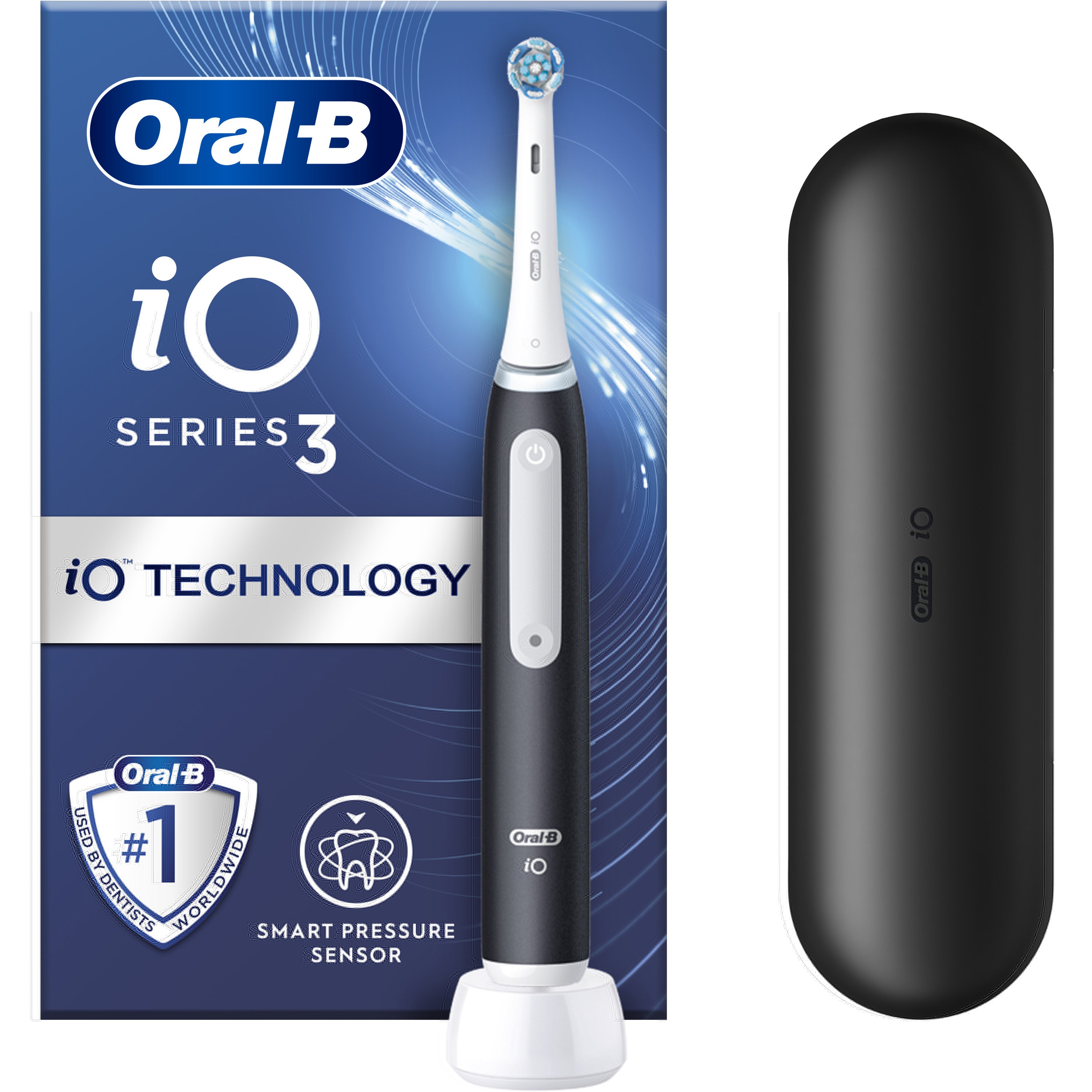 Oral-B Oral-B iO Series 3 Electric Toothbrush Matt Black Ηλεκτρική Οδοντόβουρτσα με 3 Προγράμματα Καθαρισμού & Αισθητήρα Πίεσης σε Μαύρο Ματ Χρώμα με Θήκη Ταξιδίου 1 Τεμάχιο