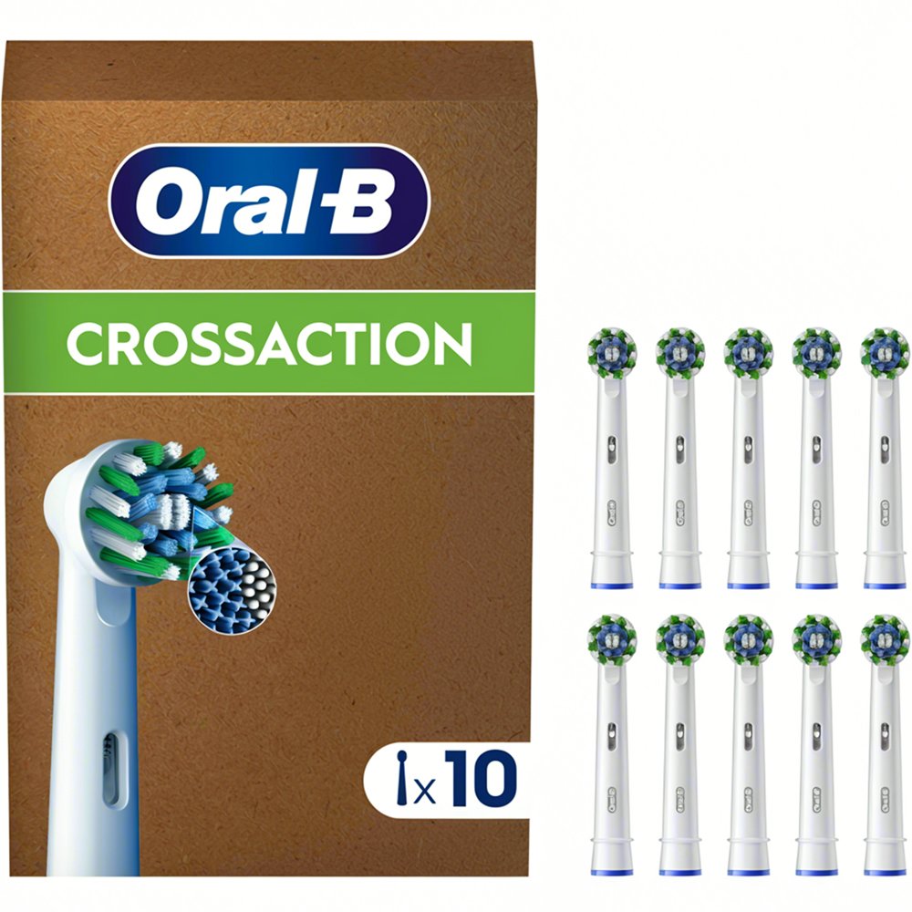 Oral-B Oral-B Pro Cross Action Medium Electric Toothbrush Replacement Head White Ανταλλακτικές Κεφαλές Ηλεκτρικής Οδοντόβουρτσας για Αφαίρεση της Πλάκας, Προστασία των Ούλων & Μεσαίας Σκληρότητας Ίνες 10 Τεμάχια