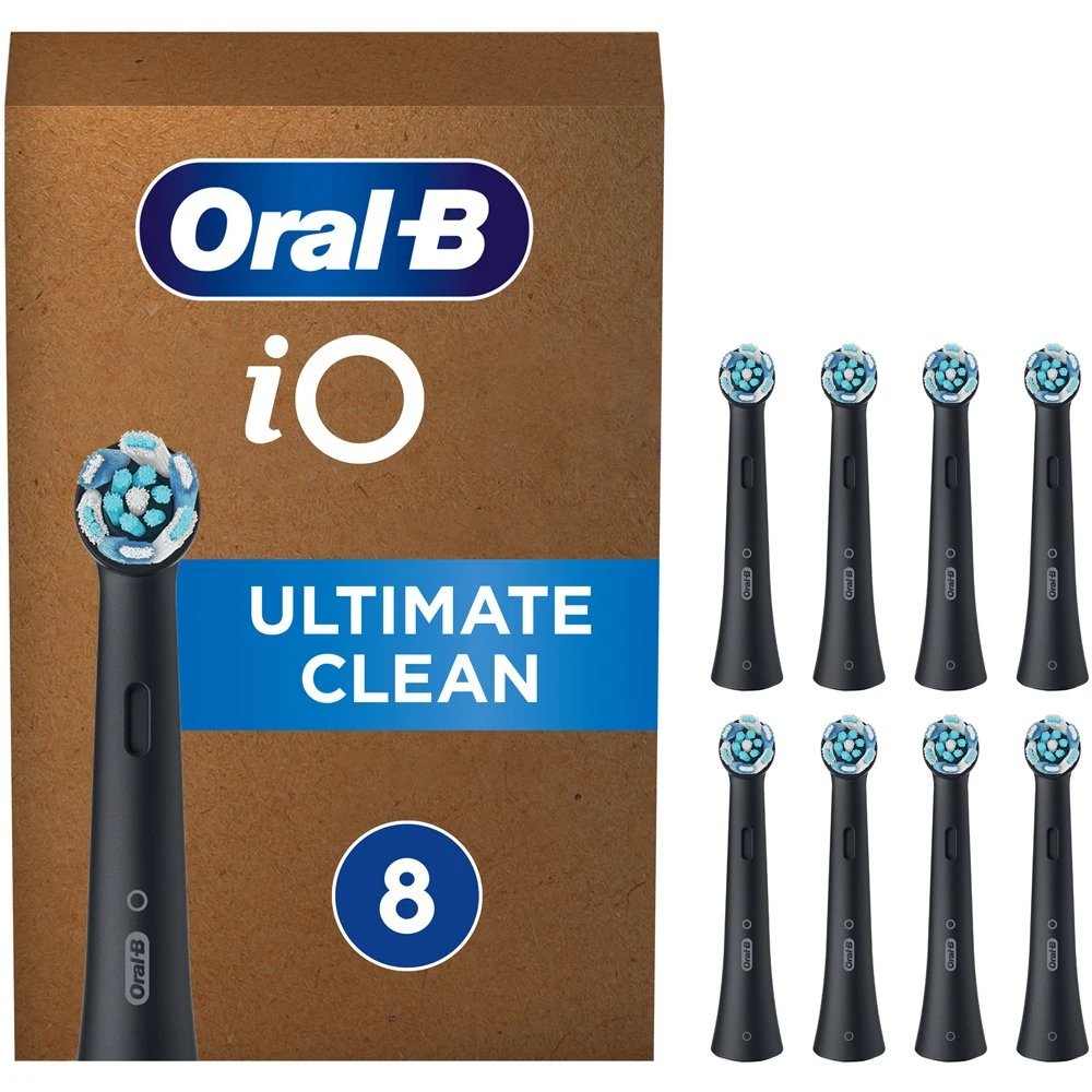 Oral-B Oral-B iO Ultimate Clean Replacement Brush Heads Black Ανταλλακτικές Κεφαλές Βουρτσίσματος για Βαθύ & Επαγγελματικό Καθαρισμό των Δοντιών σε Μαύρο Χρώμα 8 Τεμάχια