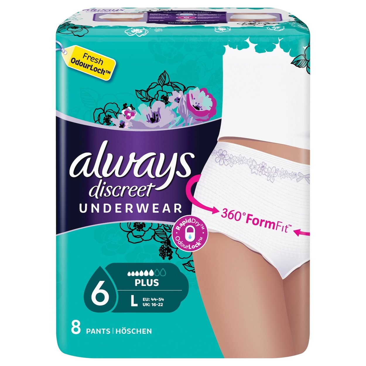 Always Discreet Pants Plus Large Υπεραπορροφητικό Εσώρουχο Ακράτειας Ιδανικό Ακόμα & για τις Βαρύτερες Διαρροές 8 Τεμάχια