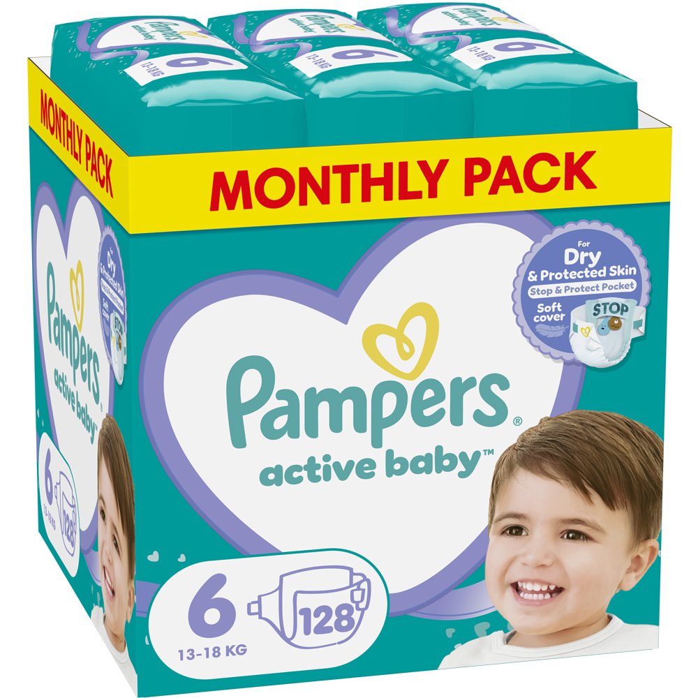 Pampers Active Baby Monthly Pack Νο6 (13-18kg) 128 Πάνες