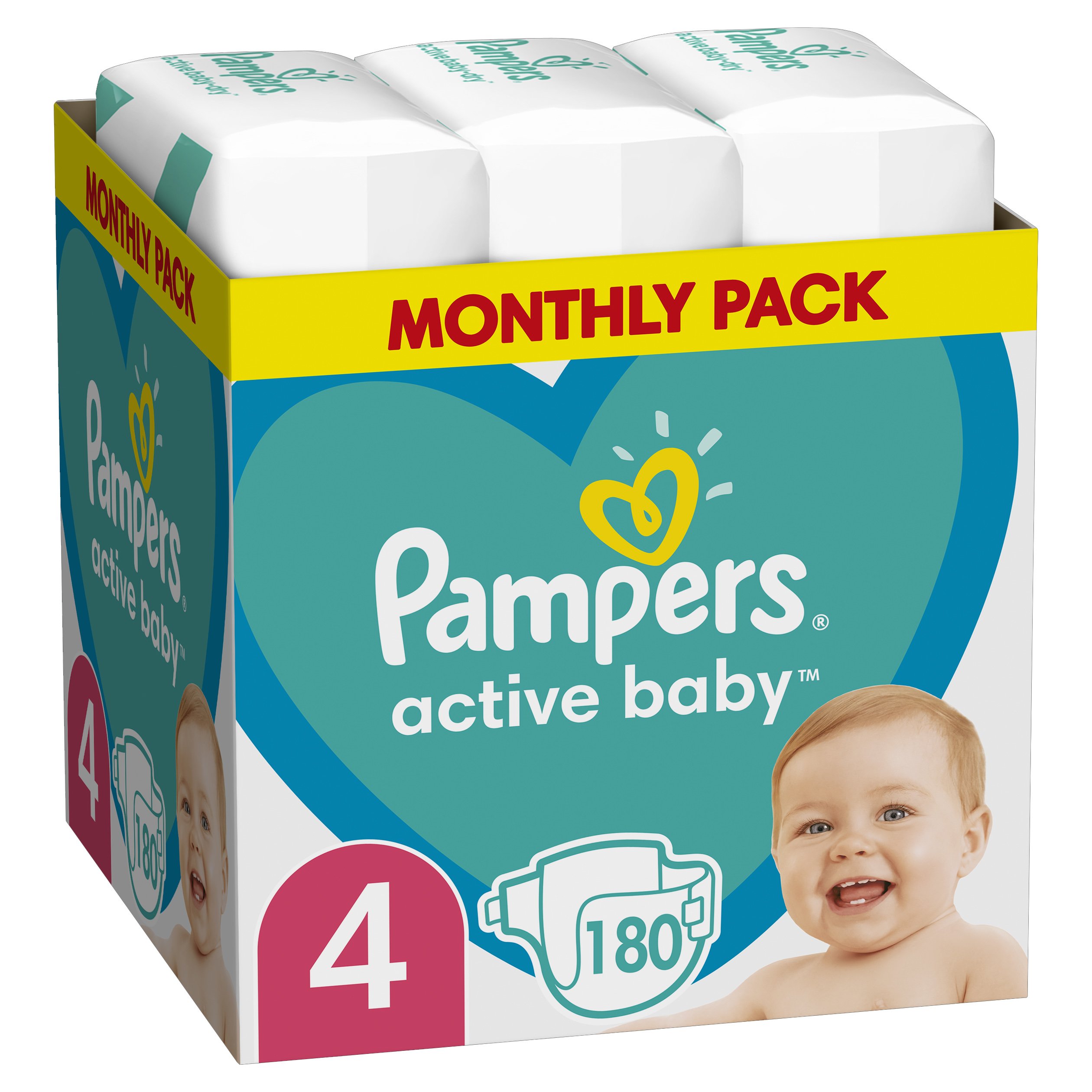 Pampers Active Baby Monthly Pack Νο4 (9-14kg) 180 πάνες