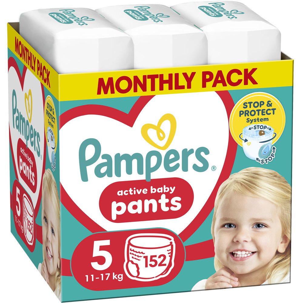 Pampers Pampers Active Baby Pants Monthly Pack Νο5 (11-17kg) Πάνες Βρακάκι 152 Πάνες