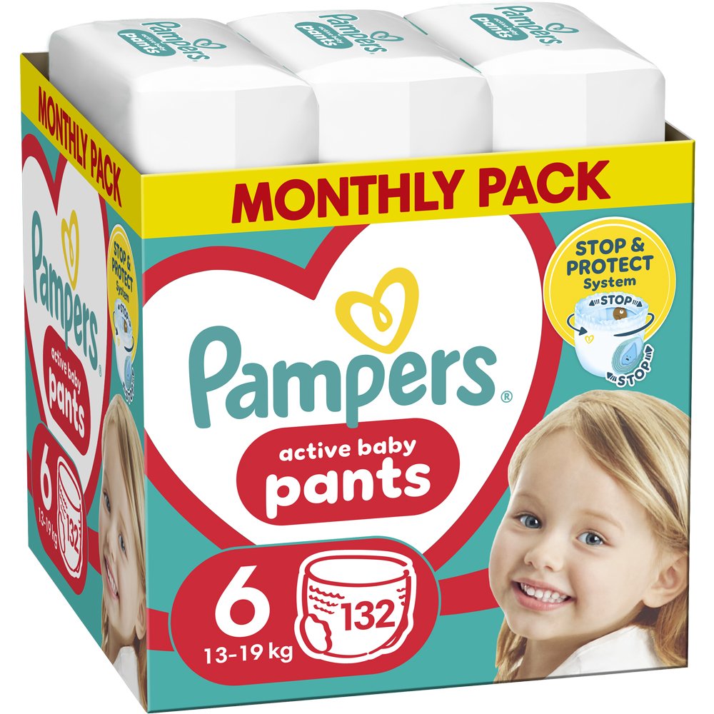 Pampers Pampers Active Baby Pants Monthly Pack Νο6 (13-19kg) Πάνες Βρακάκι 132 Πάνες