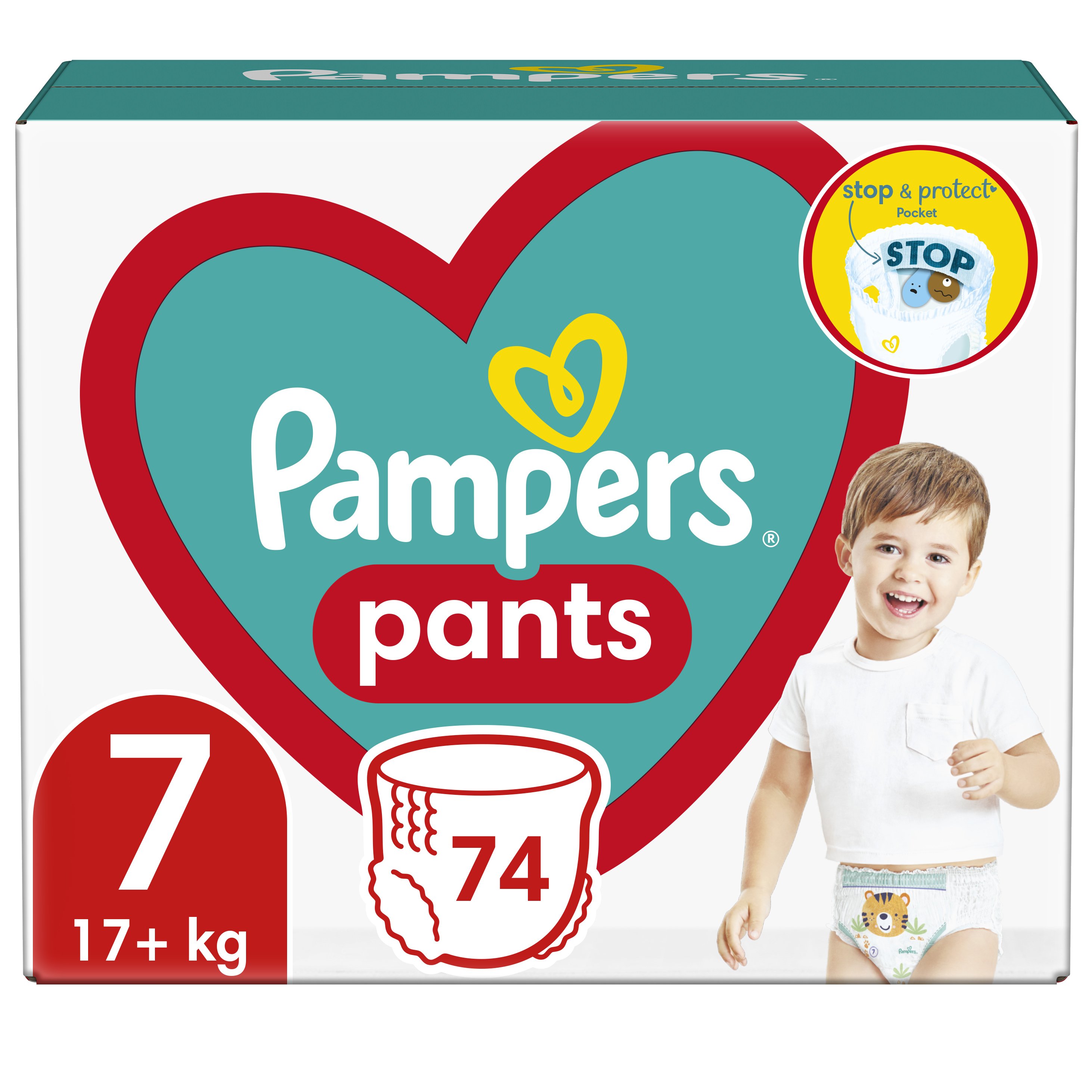 Pampers Pants Mega Pack Νο7 (17+kg) Πάνες-Βρακάκι με Σχεδιασμό που Εμποδίζει τις Διαρροές 74 πάνες
