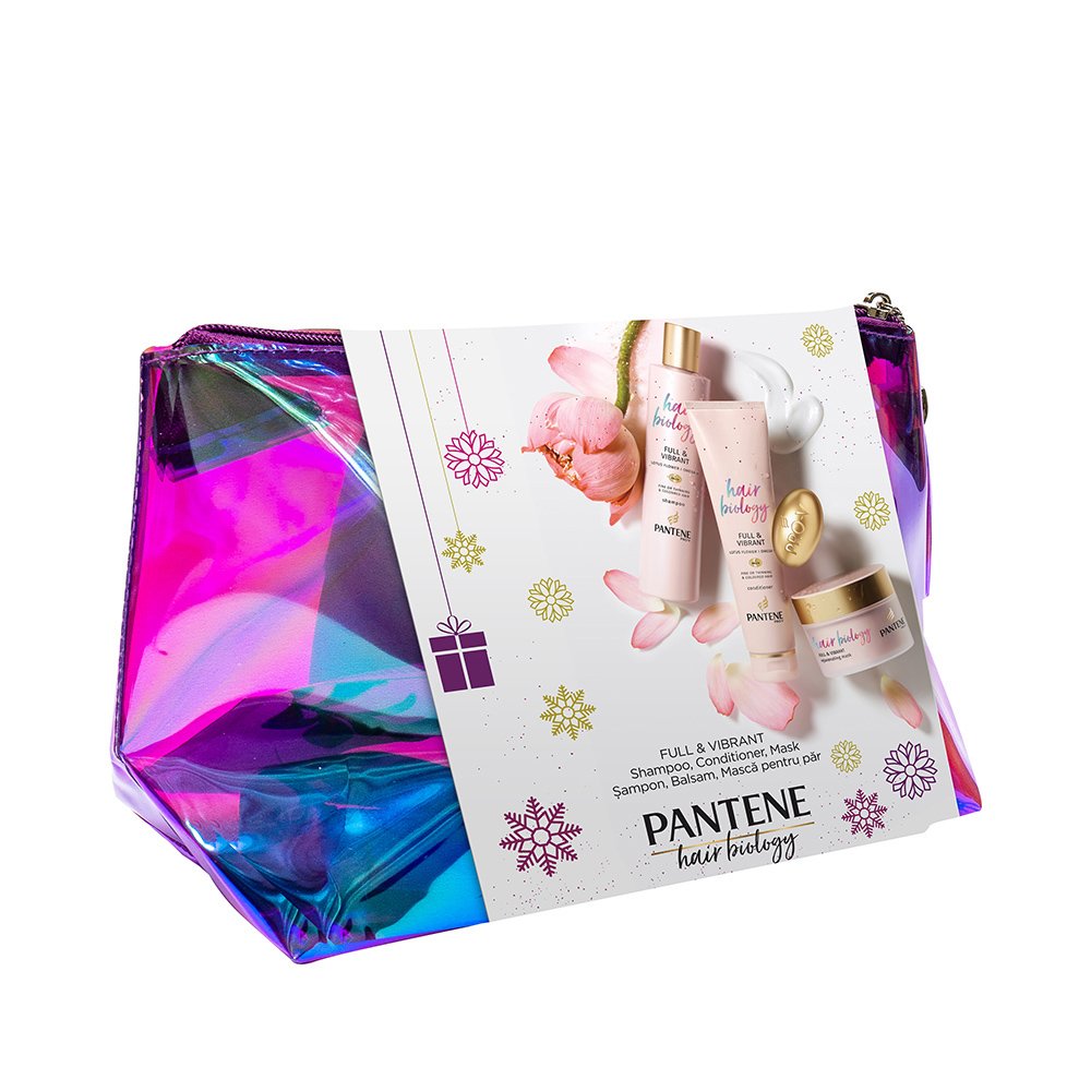 Pantene Πακέτο Προσφοράς Hair Biology Full & Vibrant Shampoo 250ml, Conditioner 160ml, Mask 160ml & Νεσεσέρ