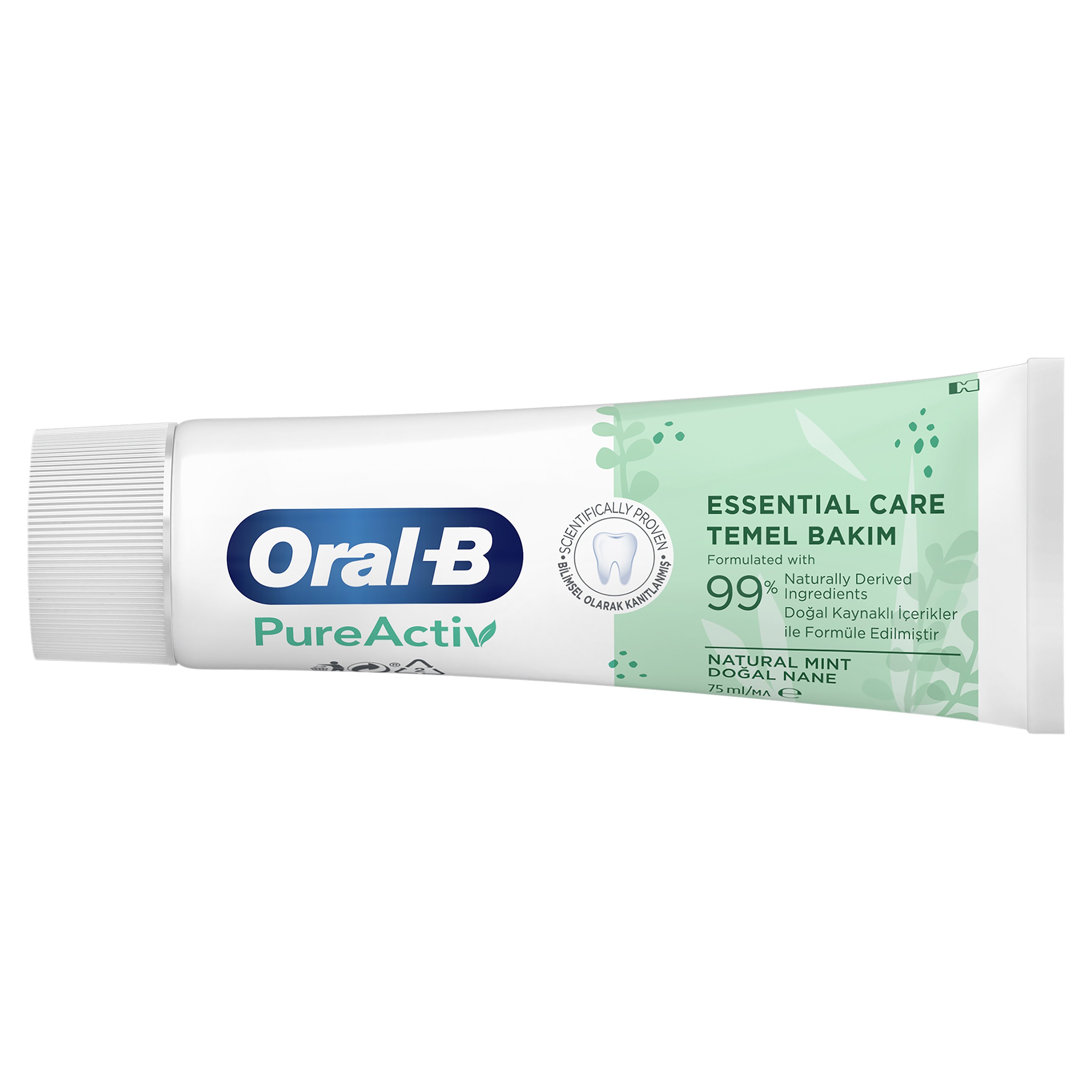 Oral-B Pure Active Essential Care 99% Οδοντόκρεμα για 24ωρη Προστασία Από την Τερηδόνα με Αίσθηση Φρεσκάδας 75ml