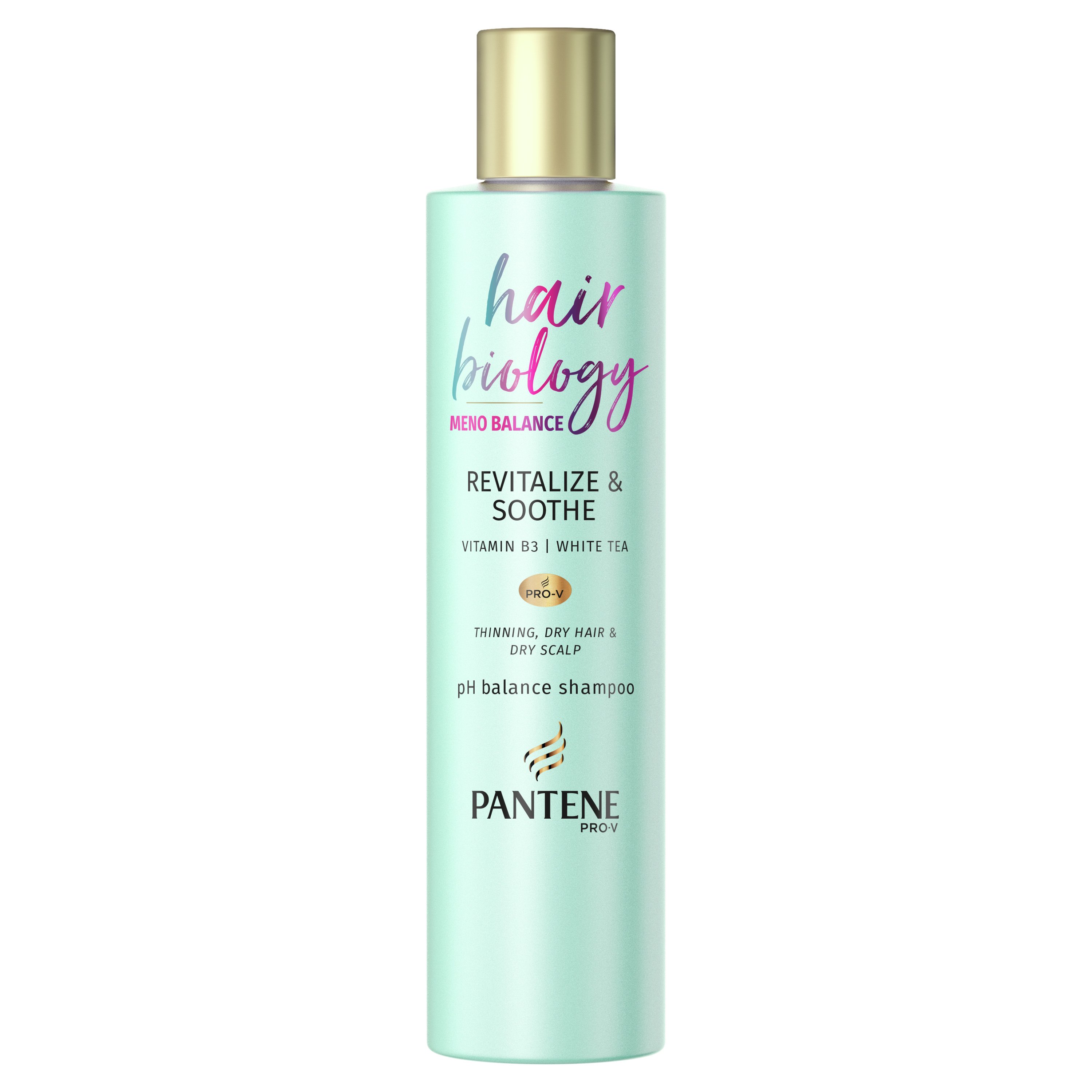 Pantene Hair Biology Meno Balance Σαμπουάν Αναζωογόνησης & Ανακούφισης για Αδύναμα, Ξηρά Μαλλιά με Pro-V, Βιταμίνη B3 & Λευκό Τσάι 250ml