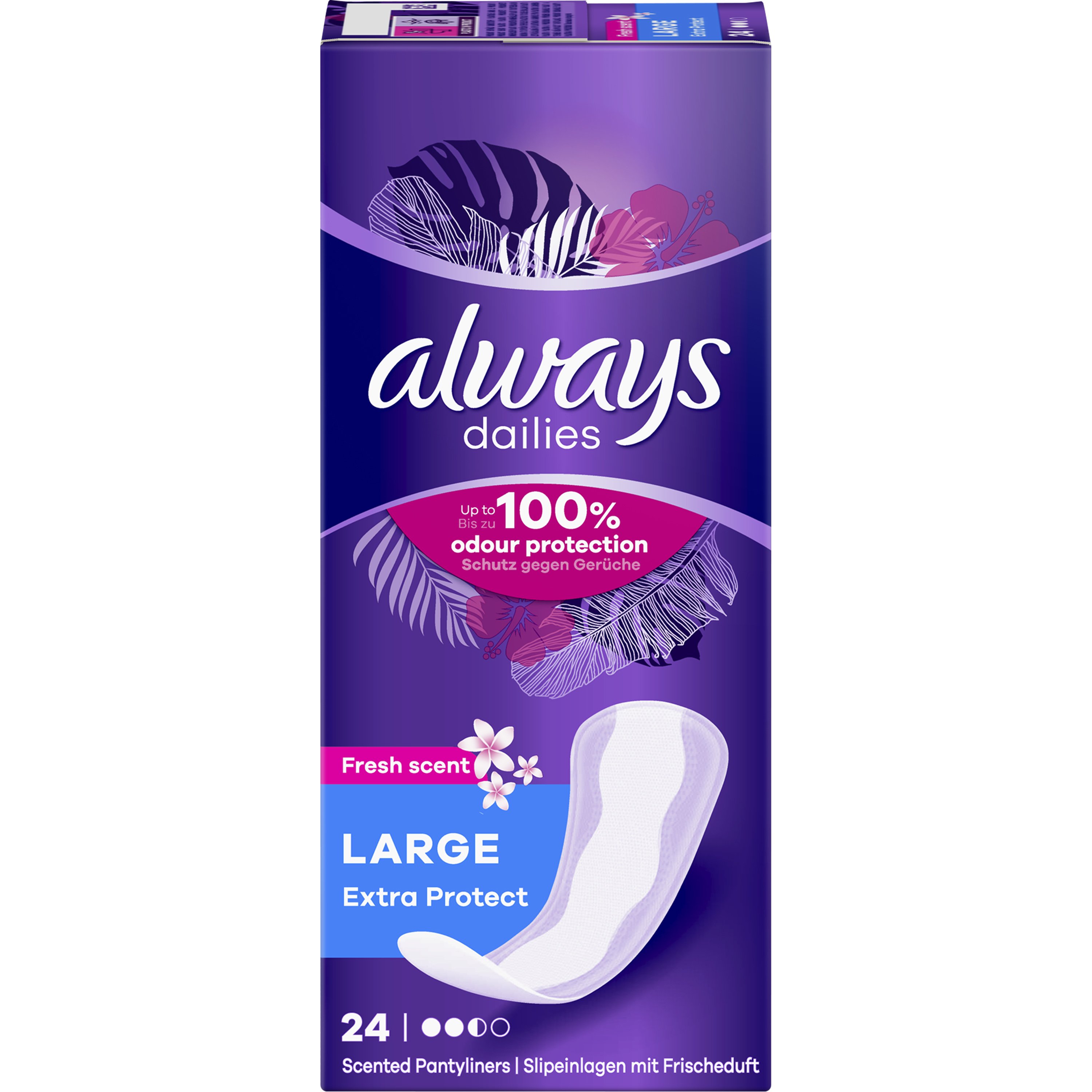 Always Dailies Large Fresh Scent Extra Protect Σερβιετάκια Μεγάλου Μεγέθους για Επιπλέον Κάλυψη & Φρεσκάδα 24 Τεμάχια