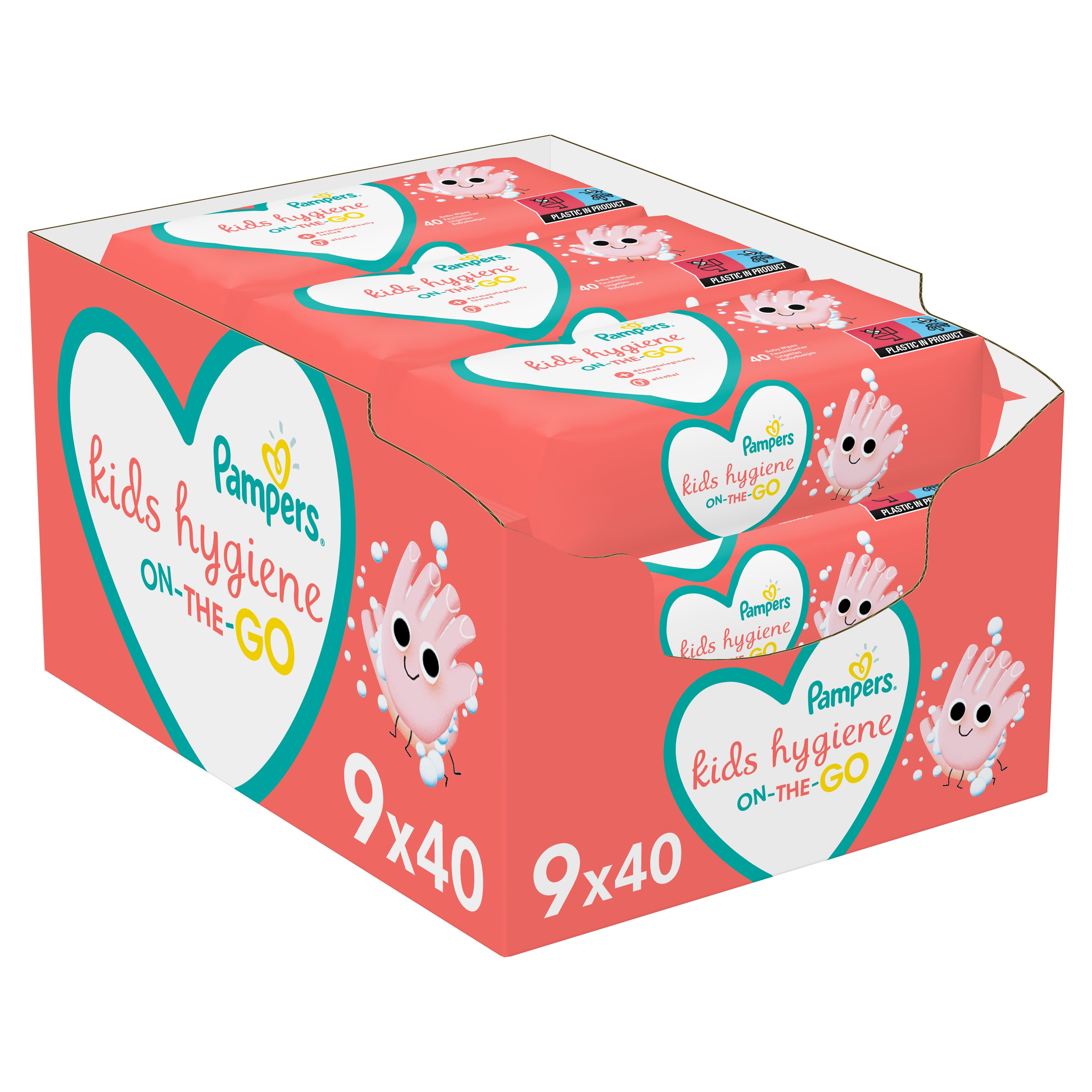 Pampers Πακέτο Προσφοράς Kids Hygiene On the Go Παιδικά Μωρομάντηλα για Απαλή Καθαριότητα 360 Wipes