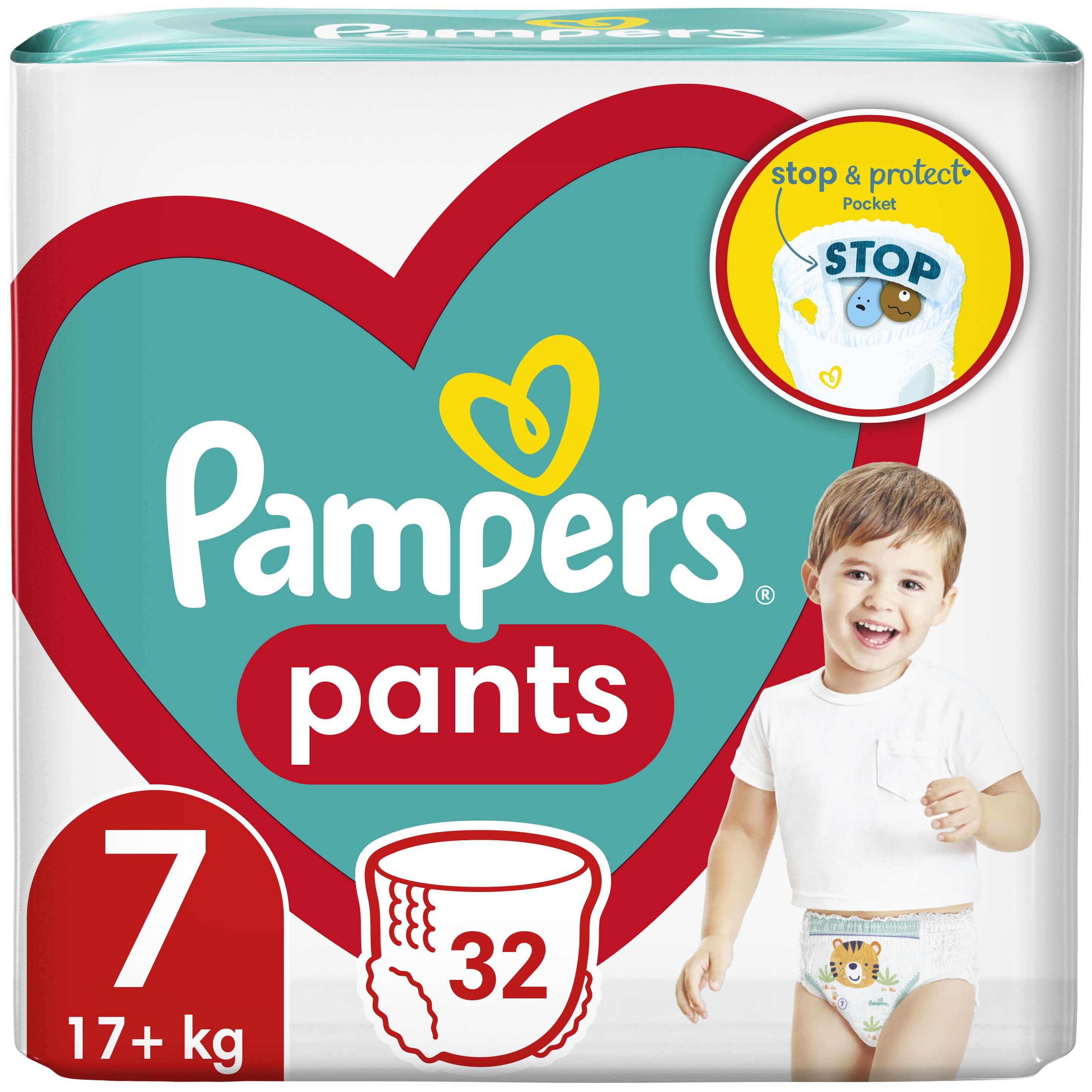 Pampers Pants Maxi Pack Νο7 (17kg+) Πάνες-Βρακάκι με Σχεδιασμό που Εμποδίζει τις Διαρροές 32 Πάνες